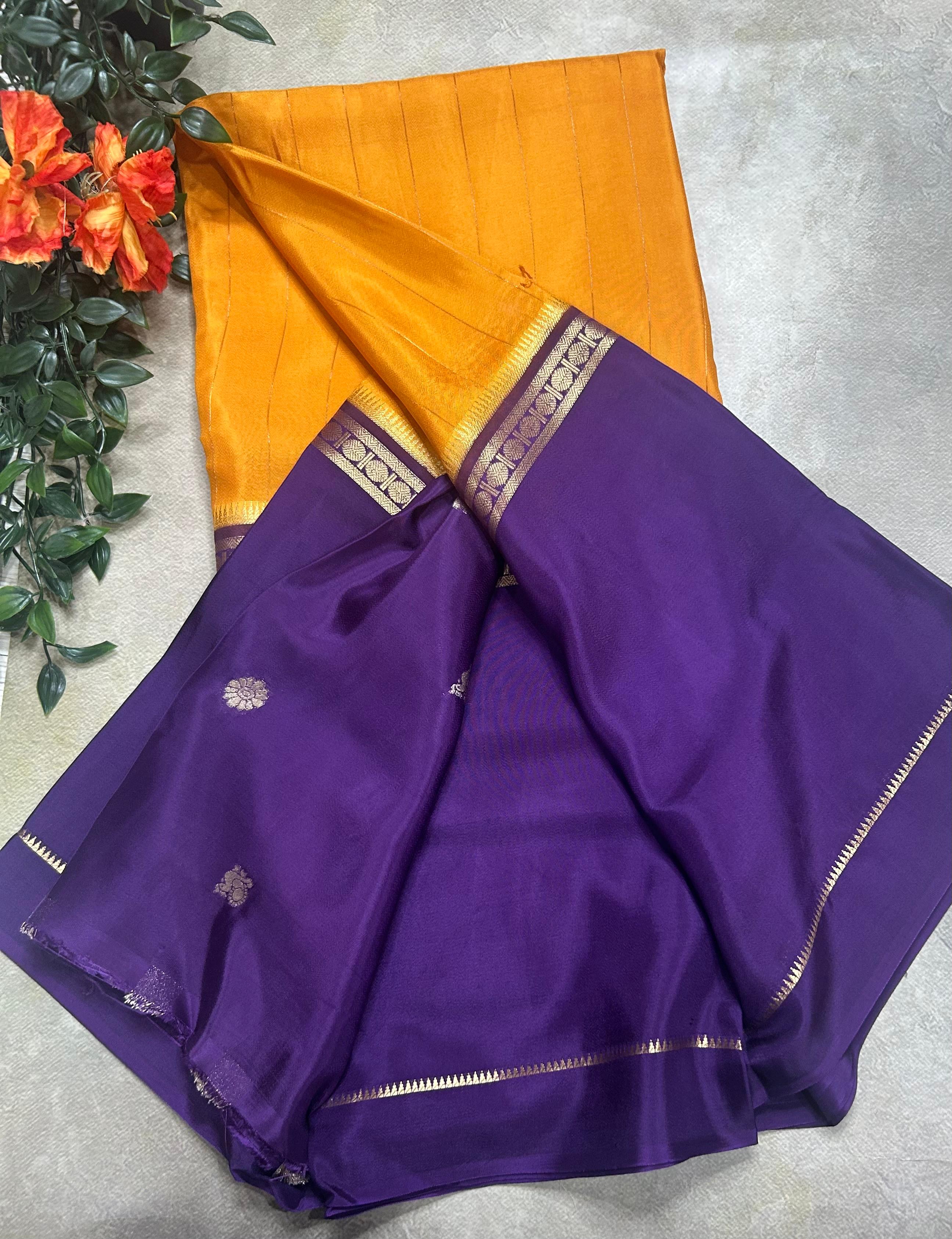 2D stripes semi Mysore crepe 105 saree