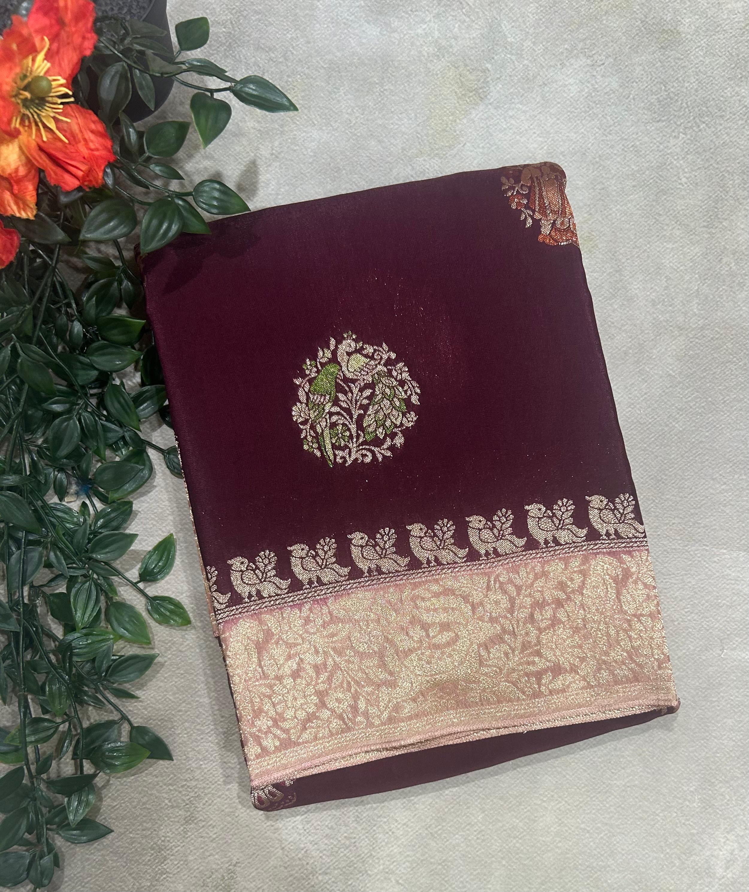Brown meena butta semi mysore 105 saree