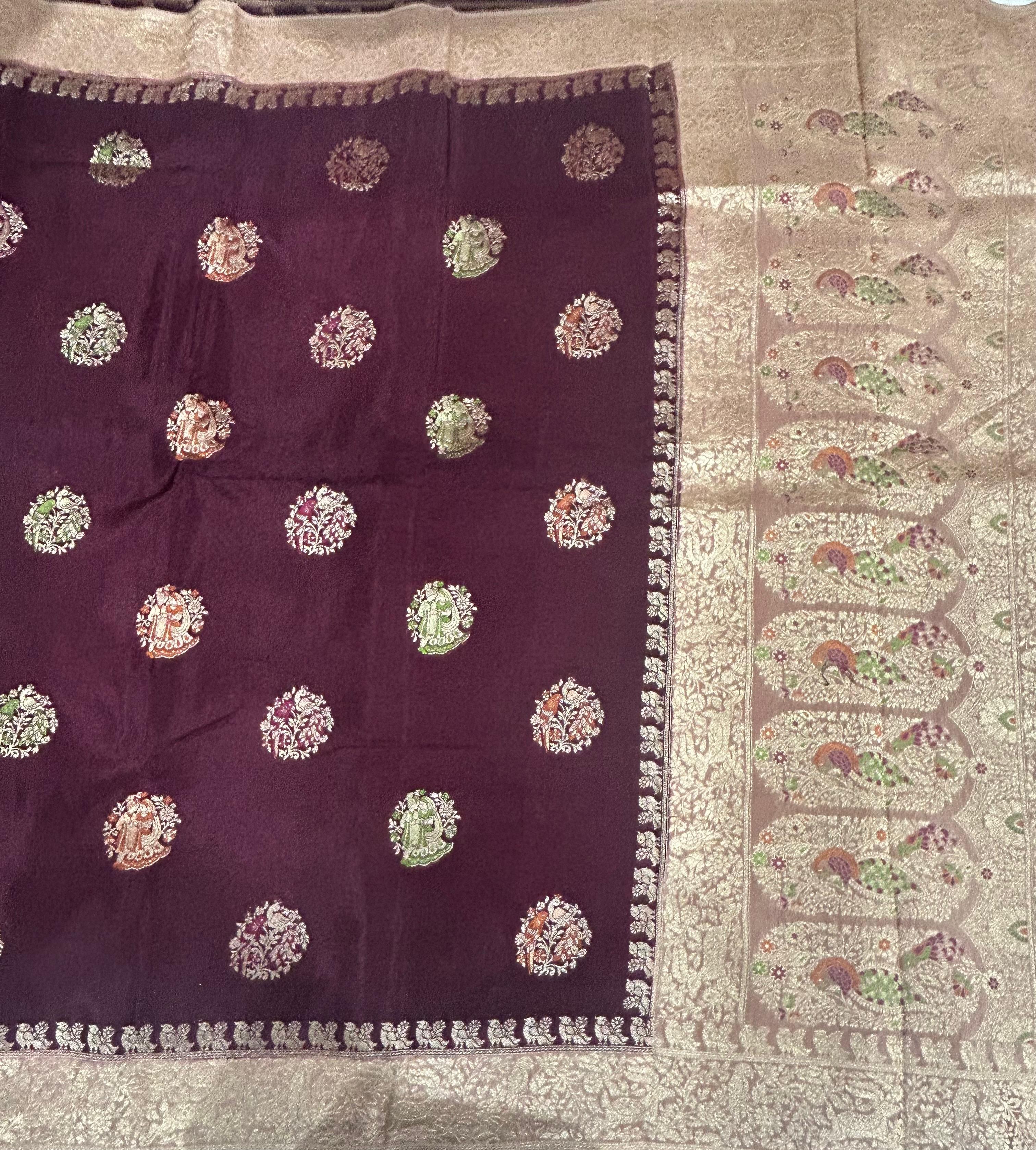 Brown meena butta semi mysore 105 saree