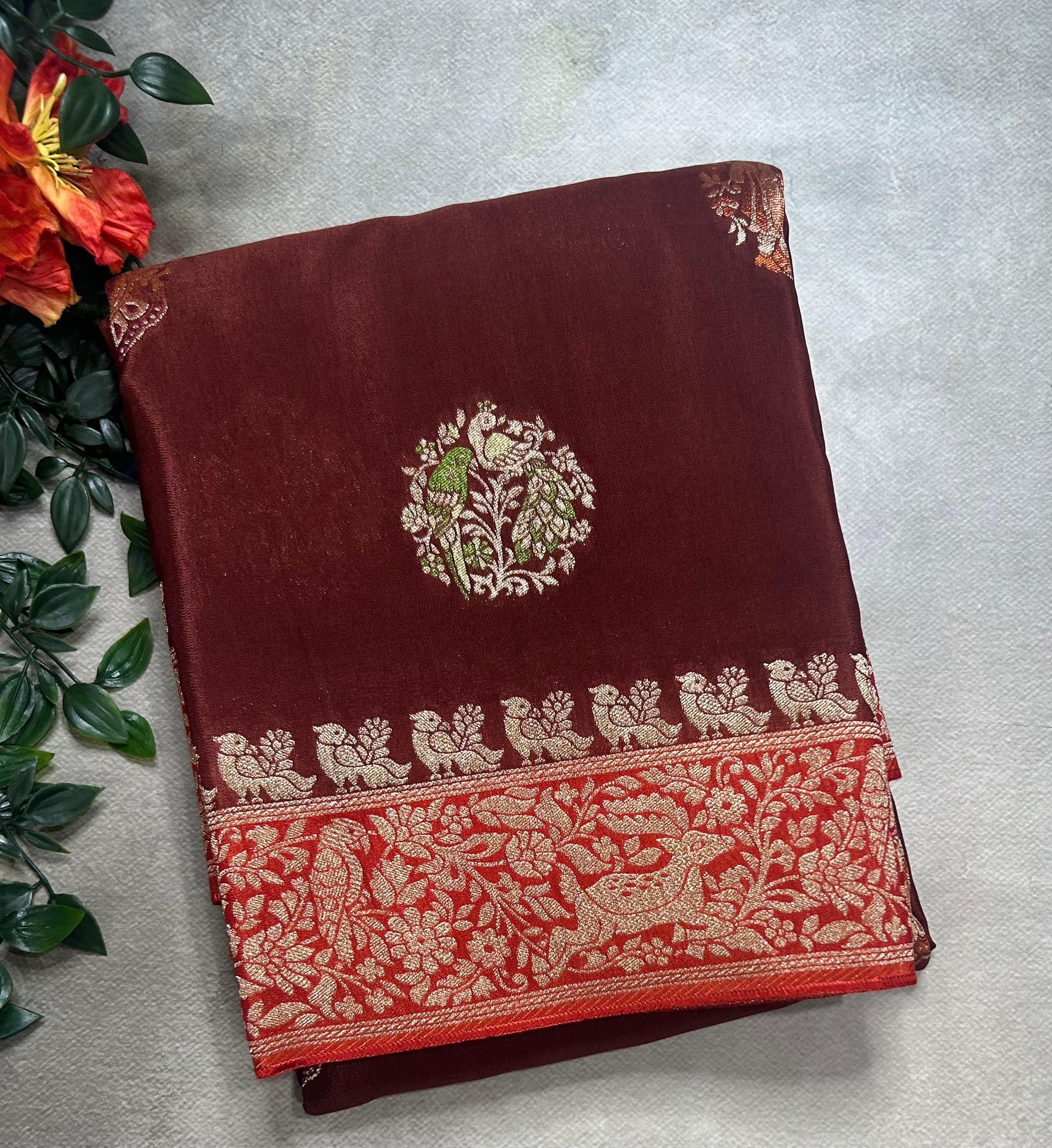 Light brown meena butta semi mysore 105 saree