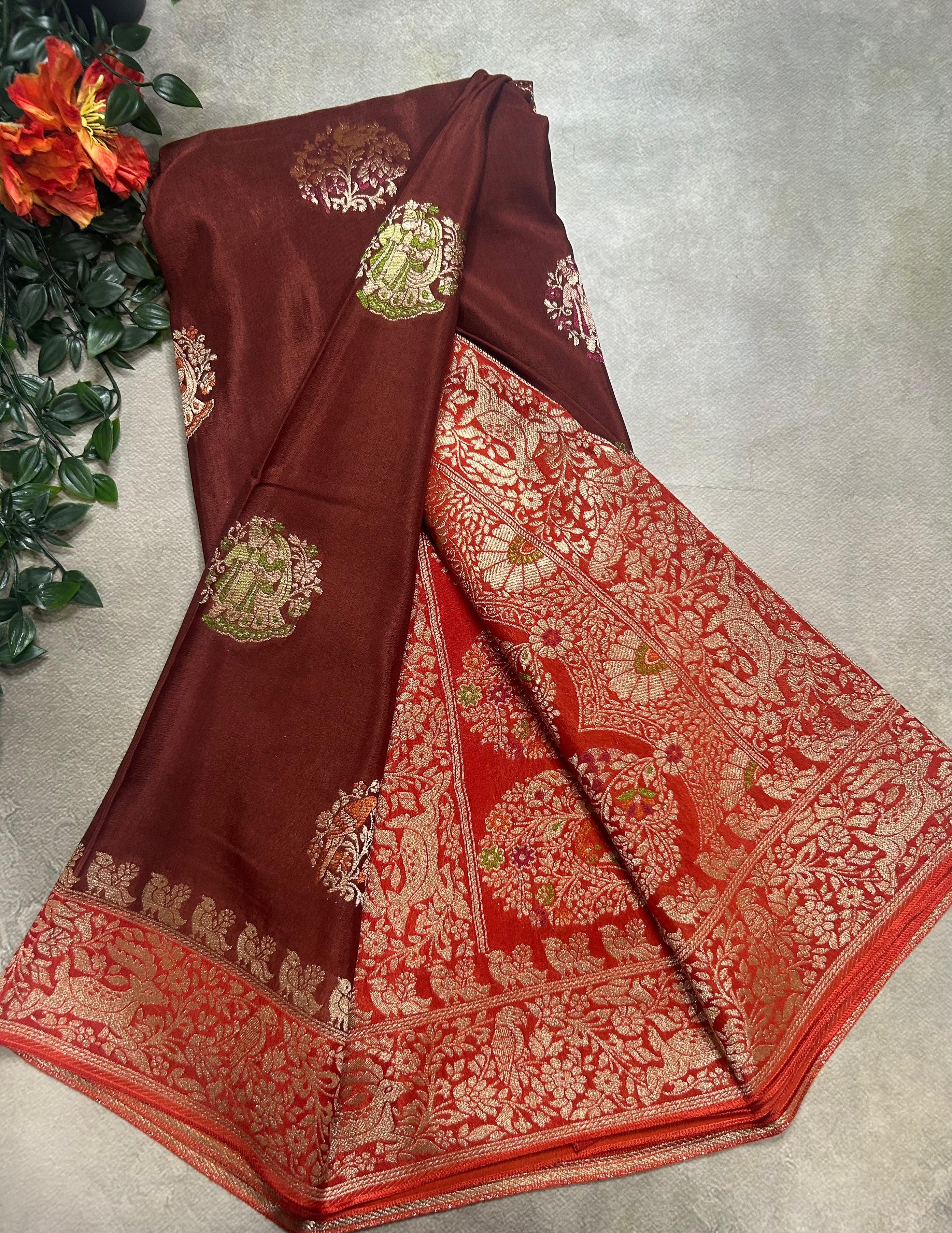 Light brown meena butta semi mysore 105 saree