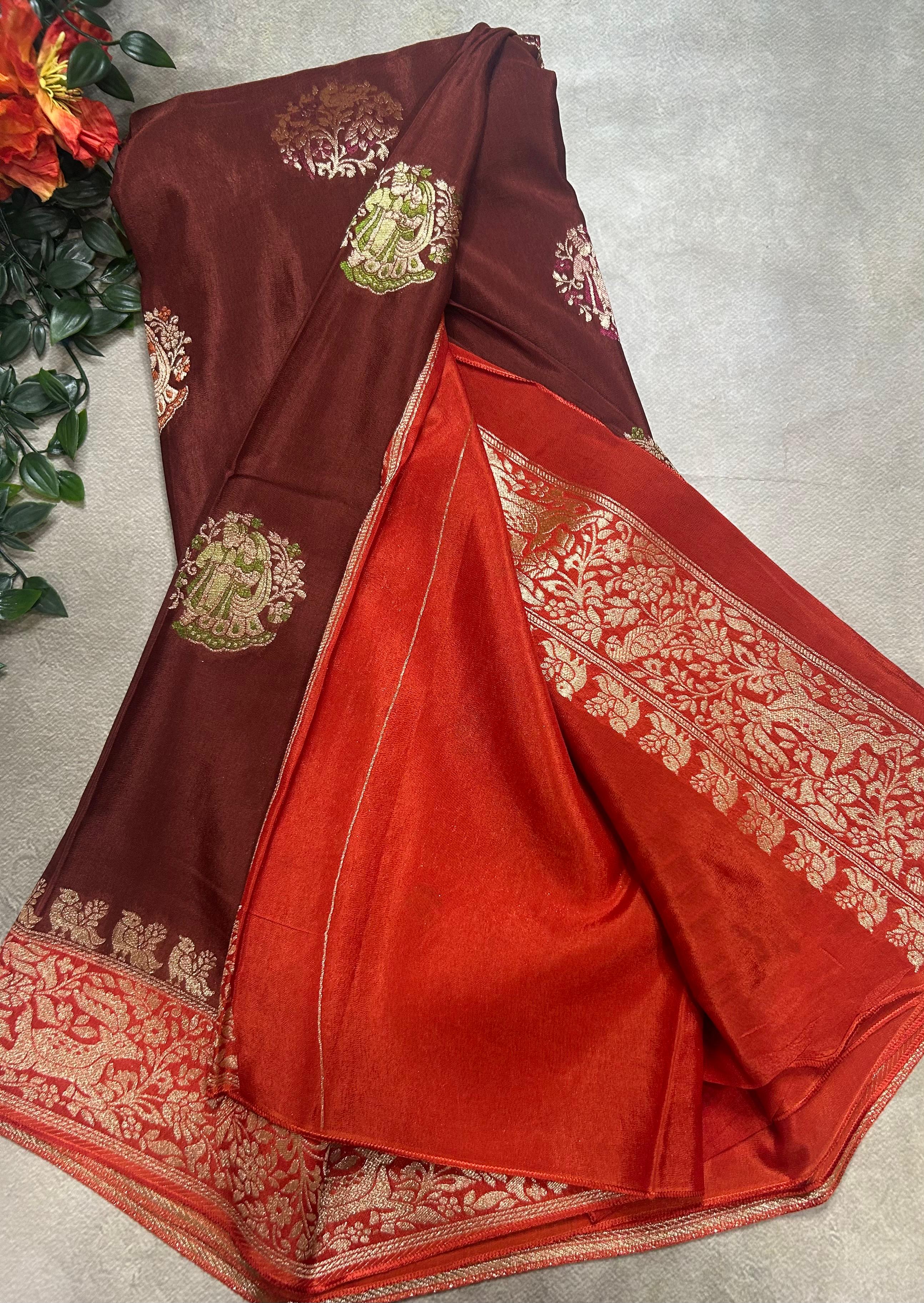 Light brown meena butta semi mysore 105 saree