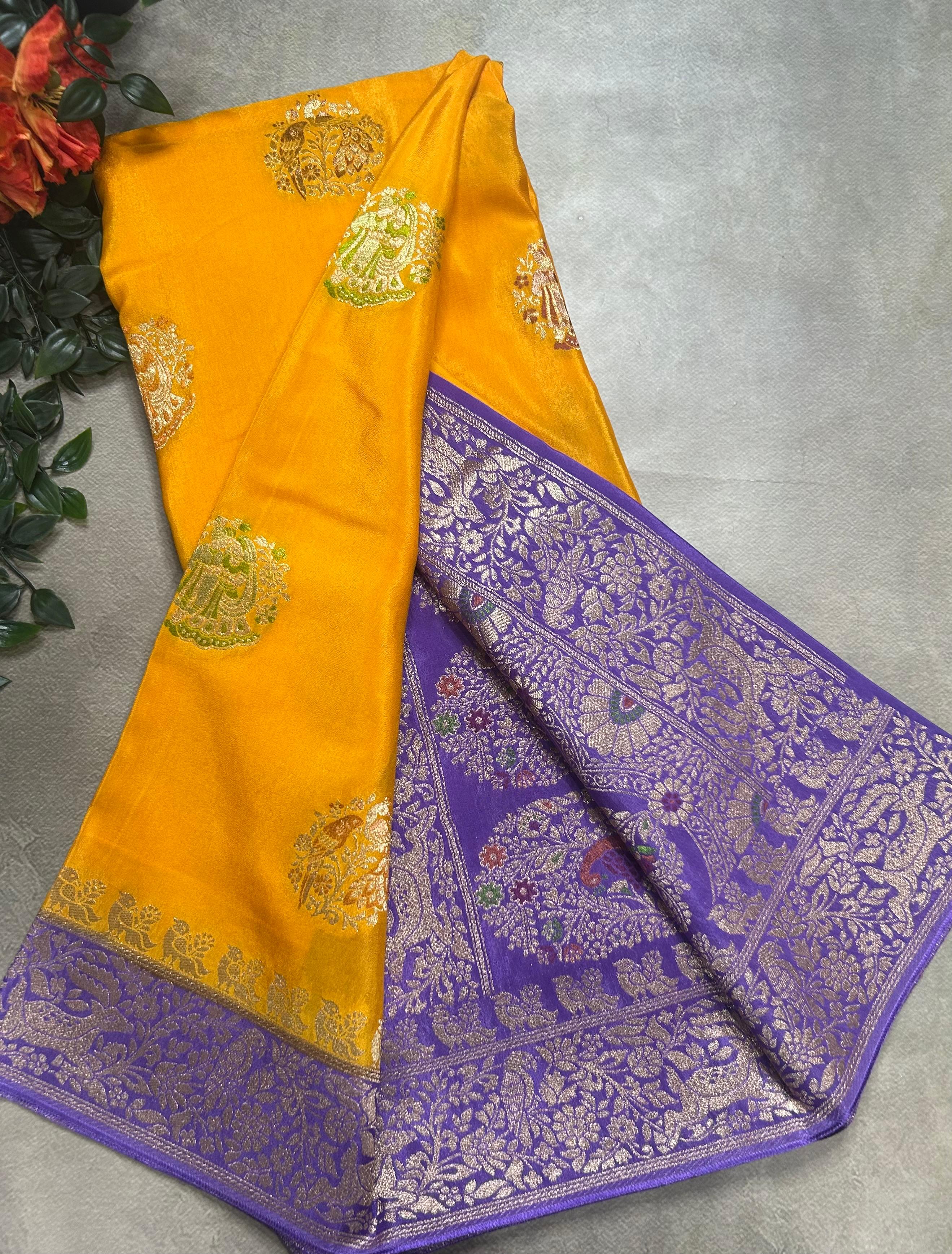 Yellow meena butta semi mysore 105 saree