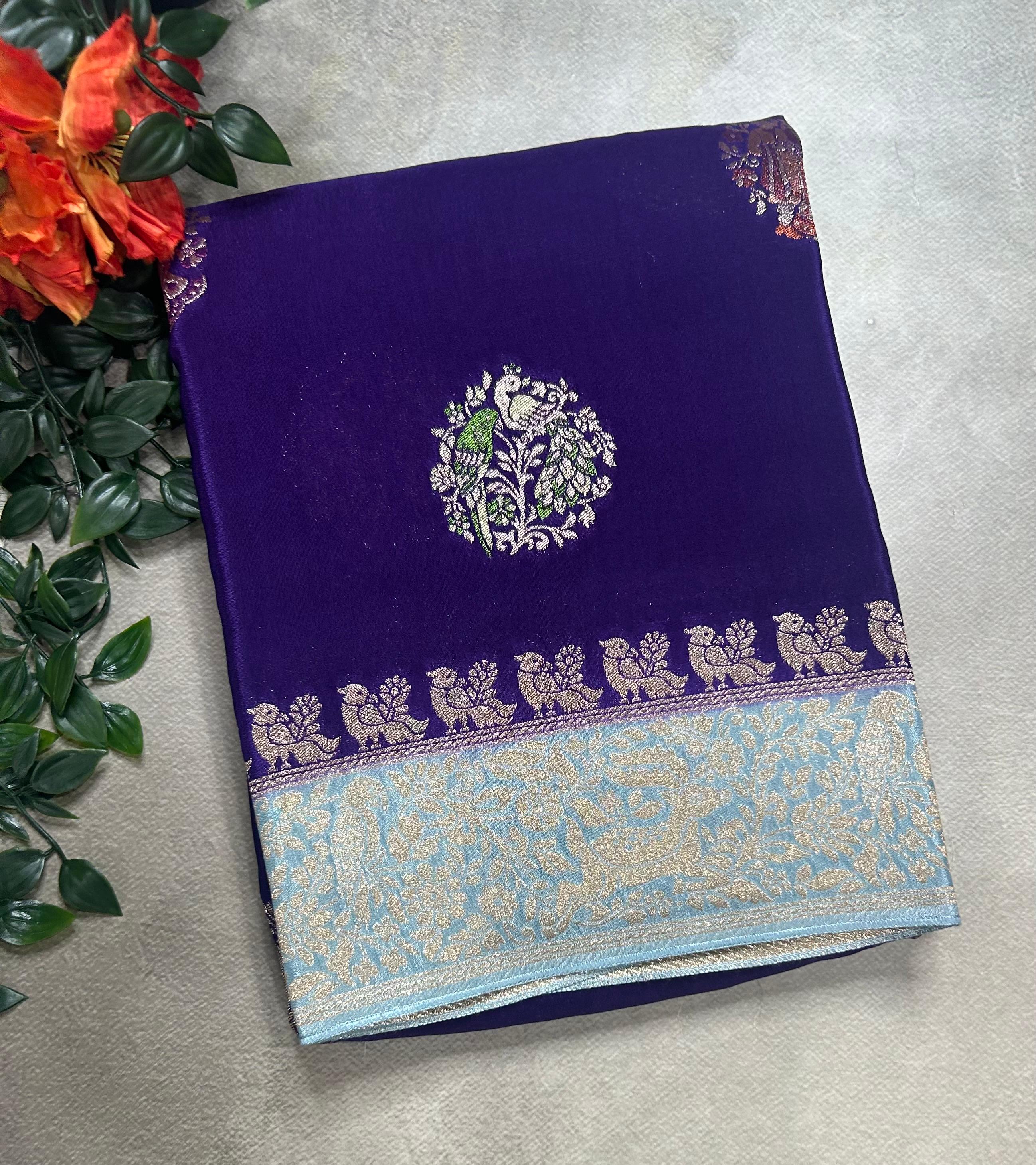 Purple meena butta semi mysore 105 saree
