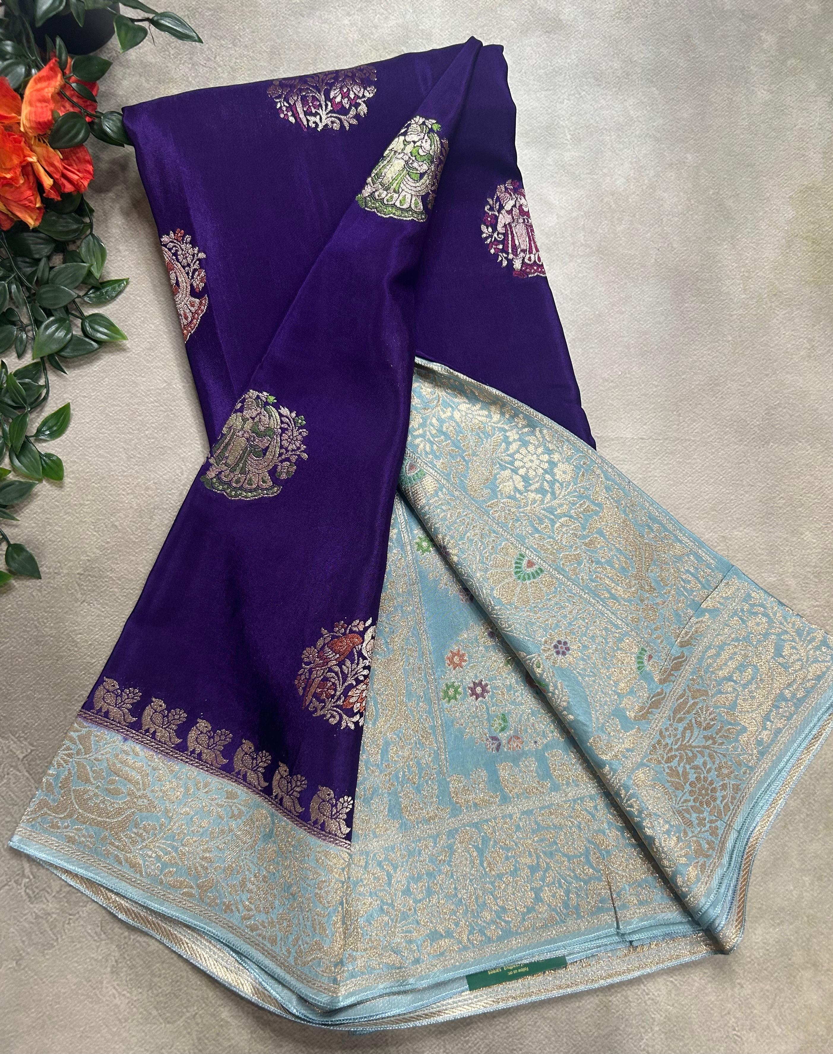 Purple meena butta semi mysore 105 saree