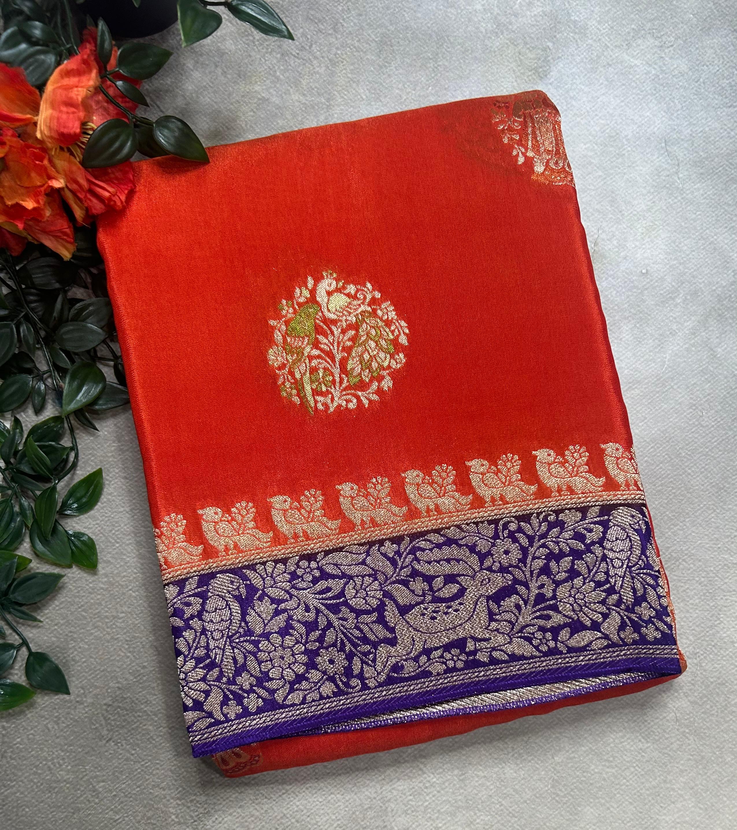 Orange meena butta semi mysore 105 saree