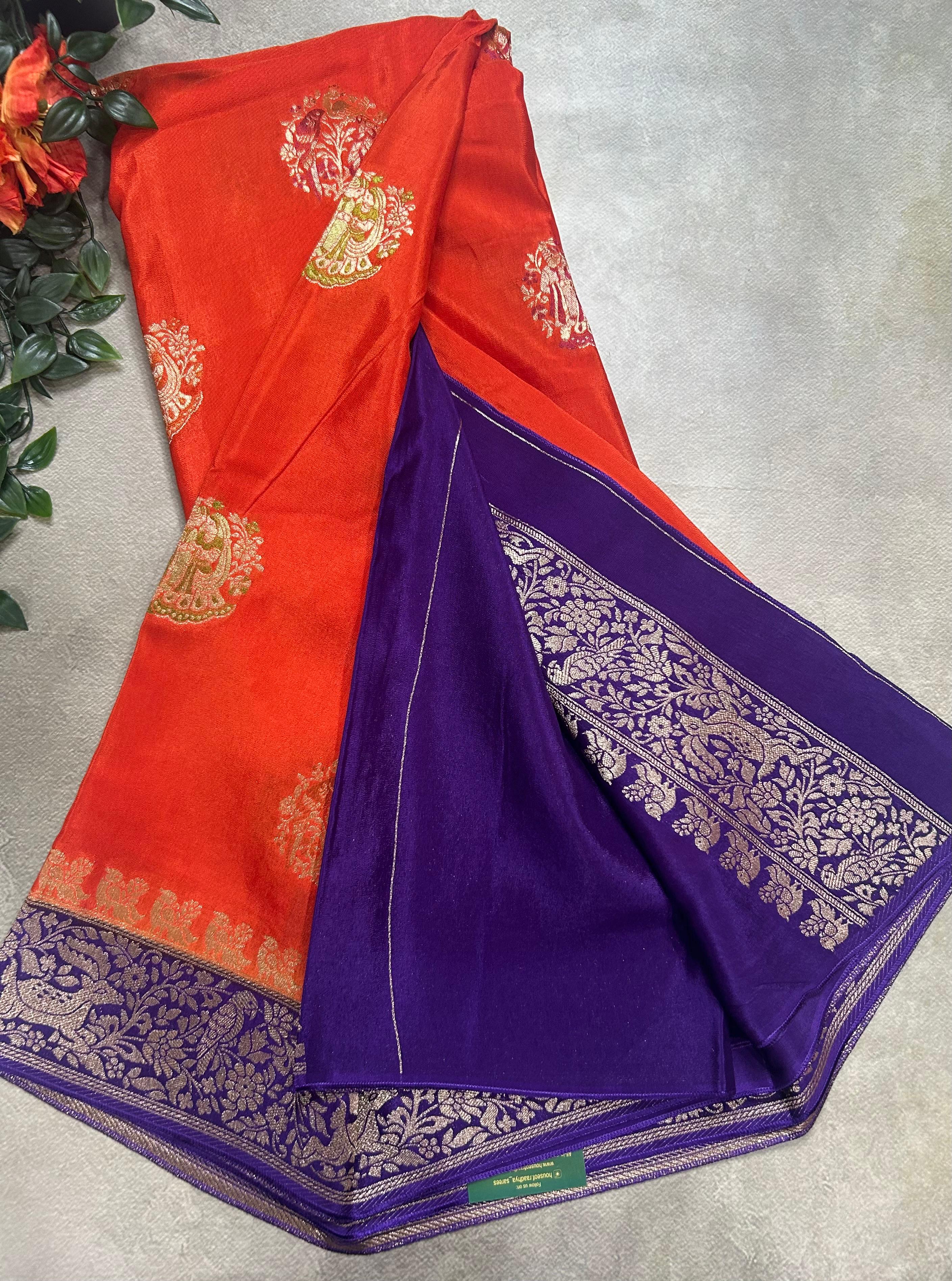 Orange meena butta semi mysore 105 saree