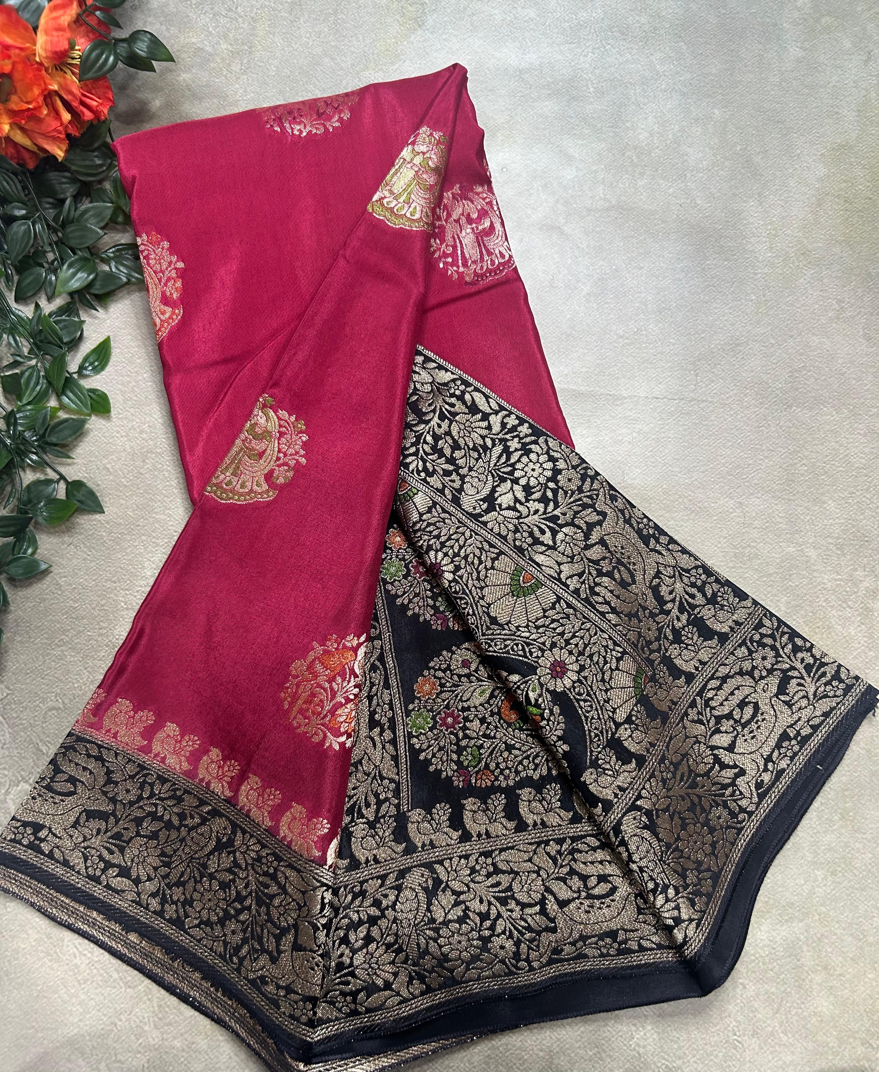 Pink meena butta semi mysore 105 saree