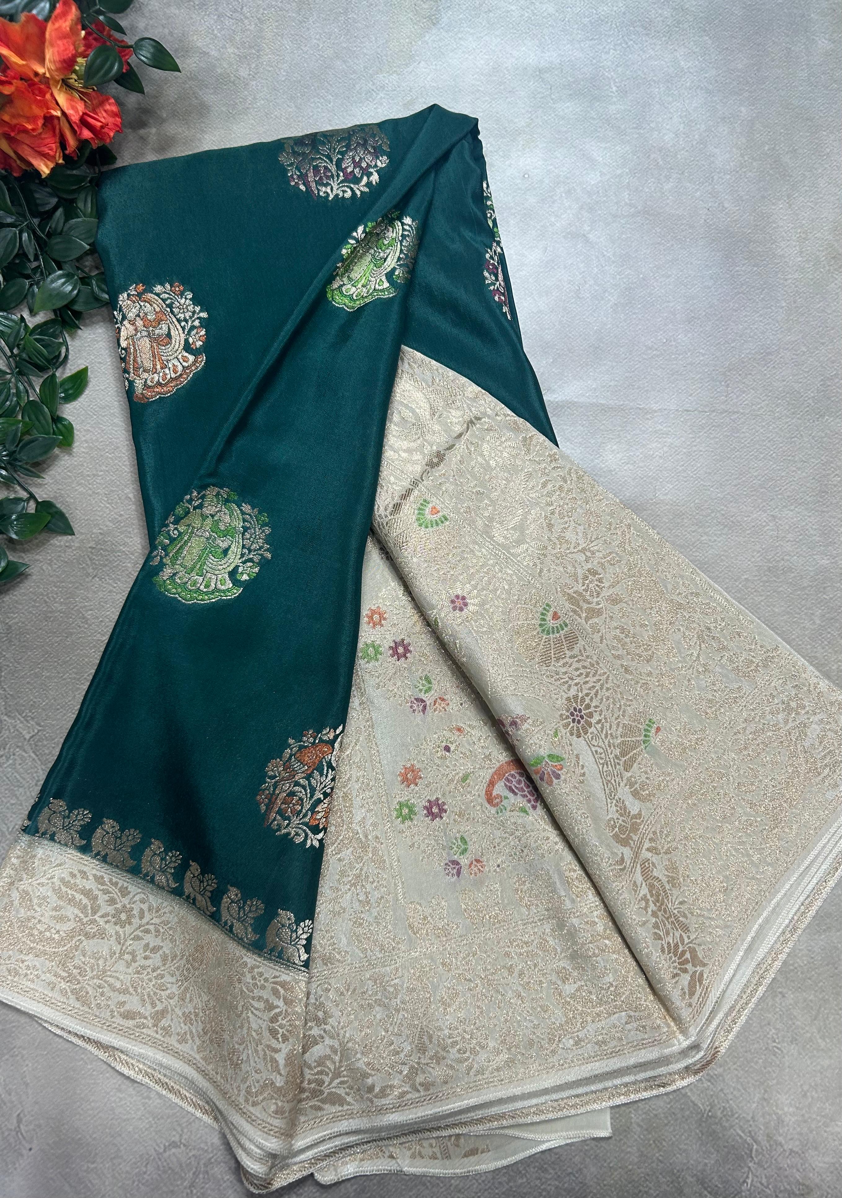 Light green meena butta semi mysore 105 saree