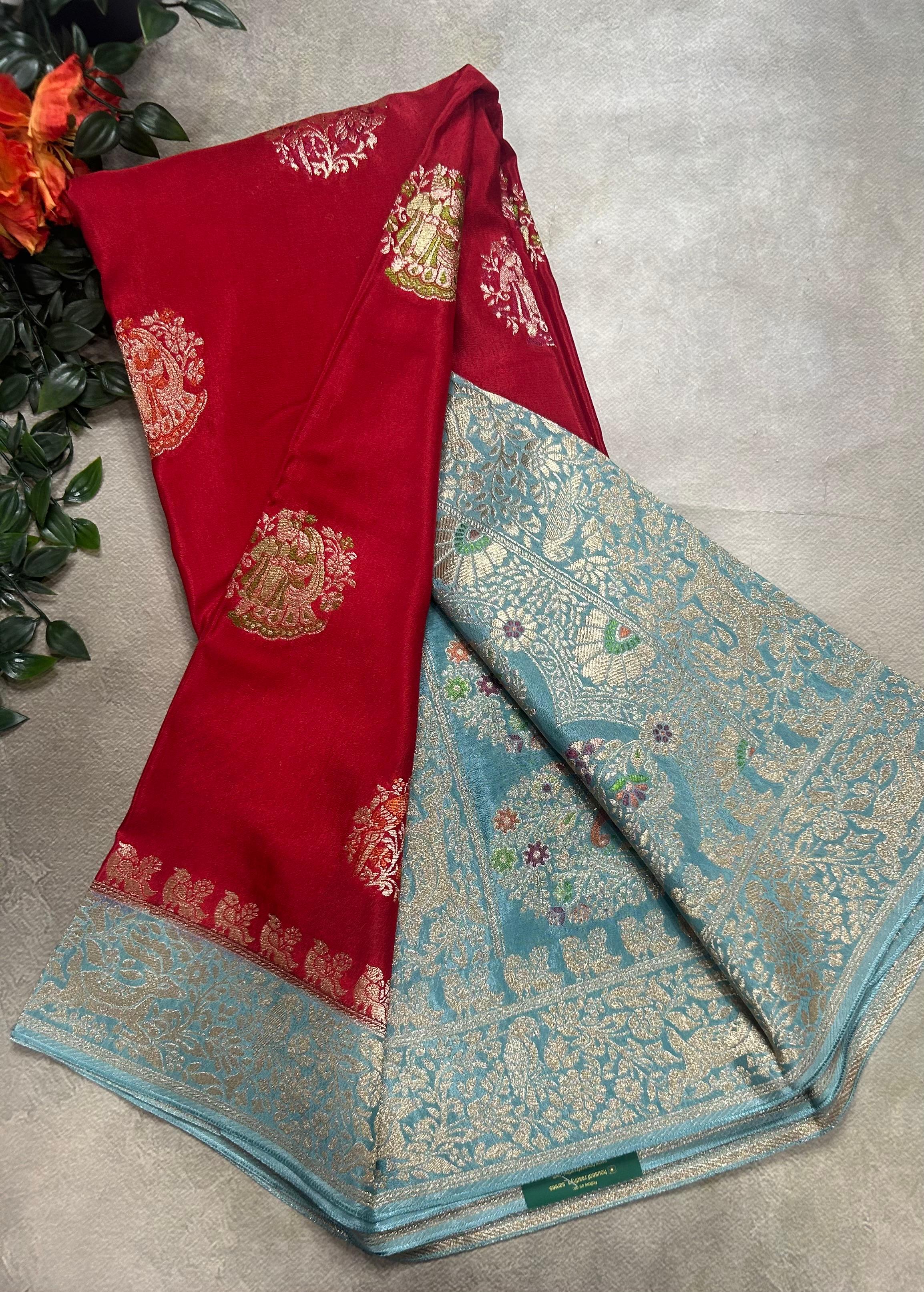 Red meena butta semi mysore 105 saree