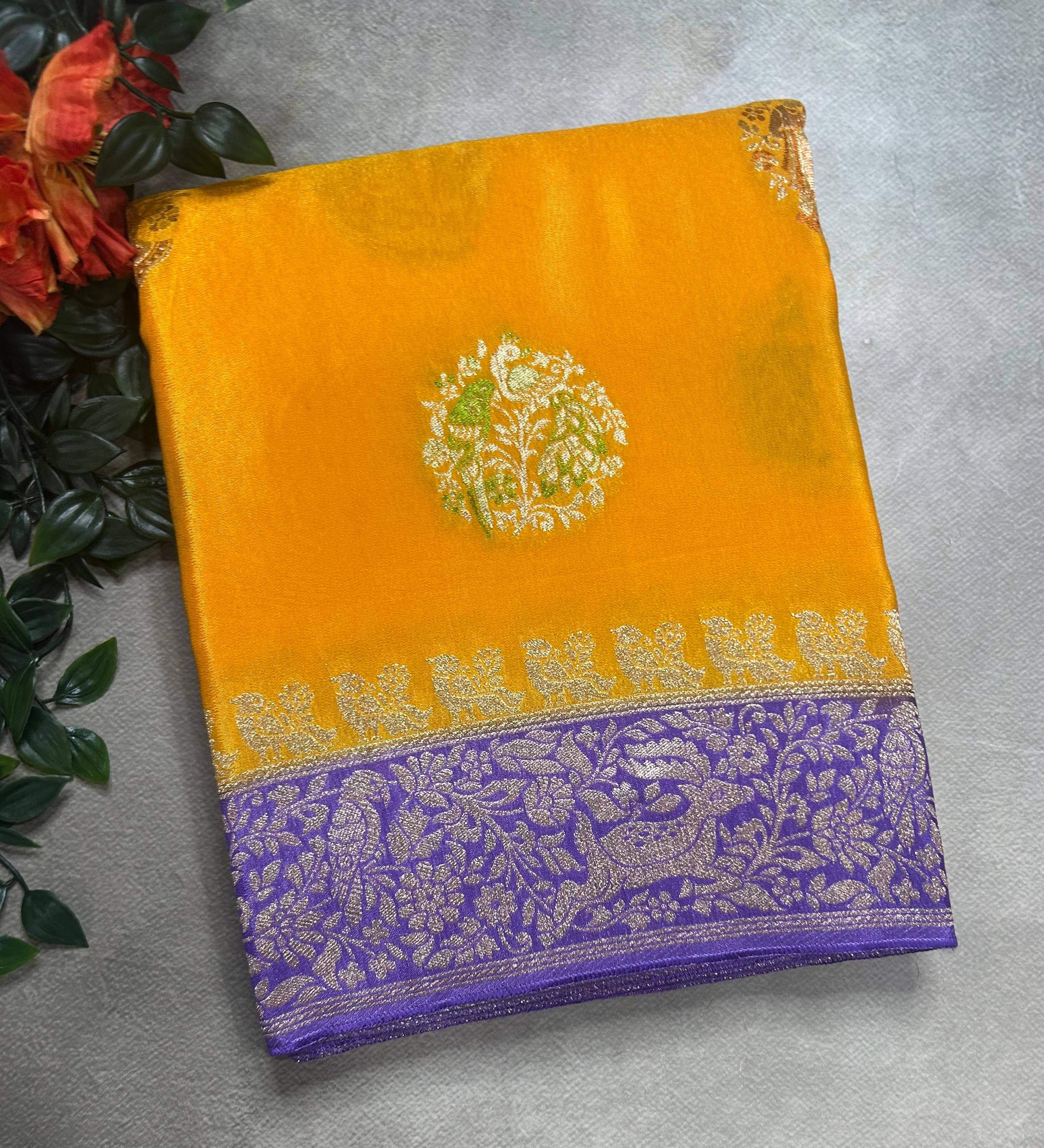 Yellow meena butta semi mysore 105 saree