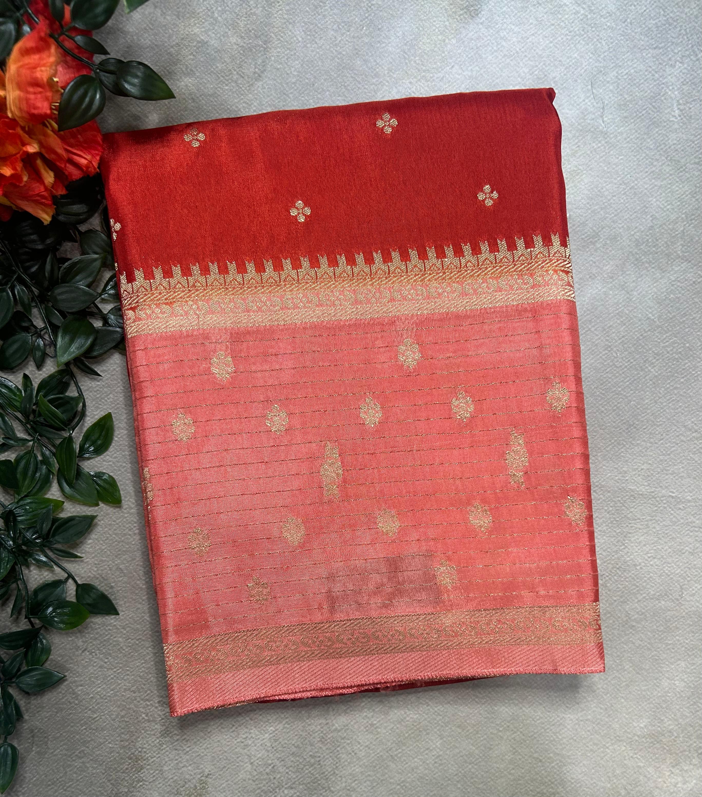 Orange butta border semi mysore 105 saree