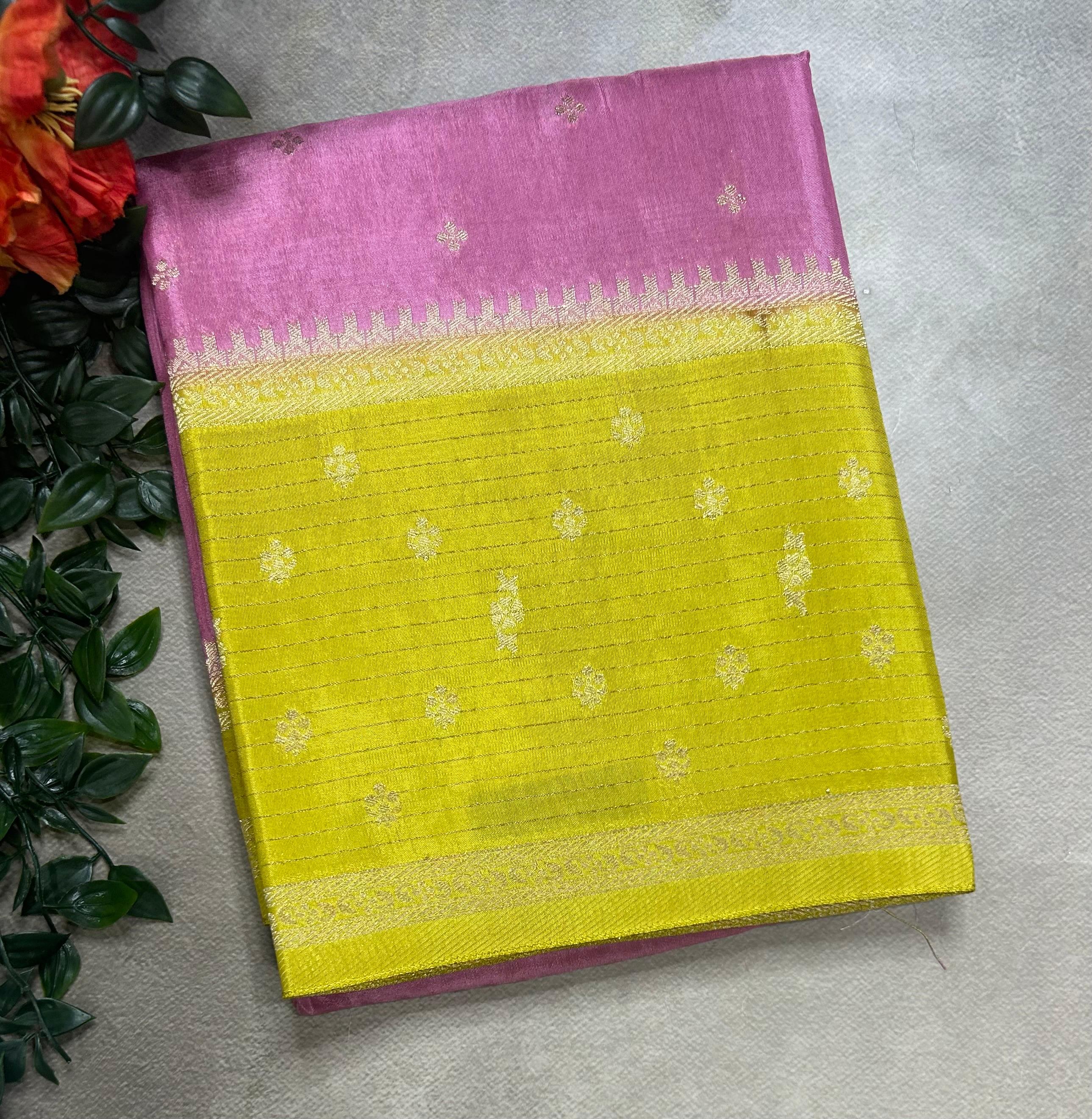 Light pink butta border semi mysore 105 saree