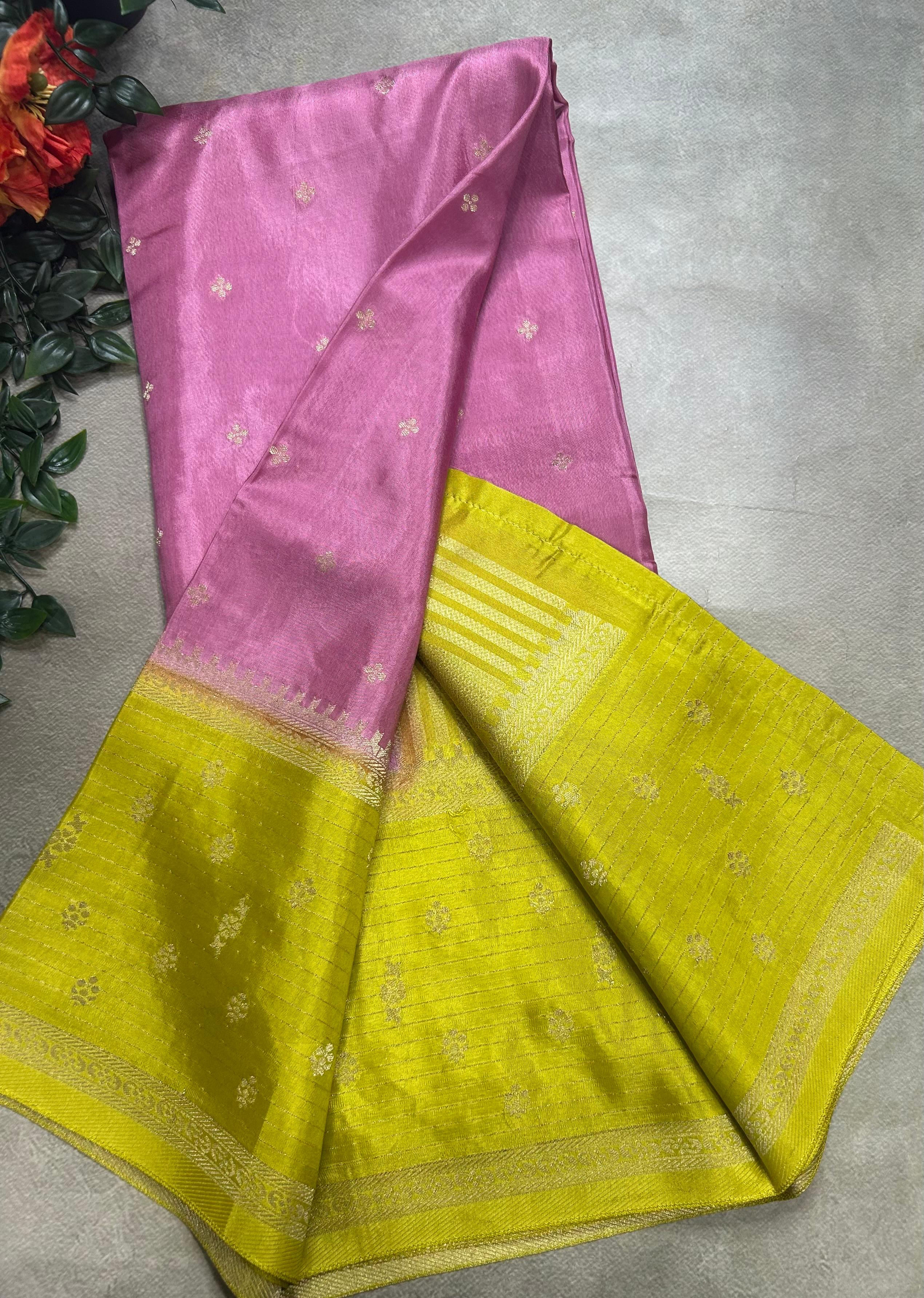 Light pink butta border semi mysore 105 saree