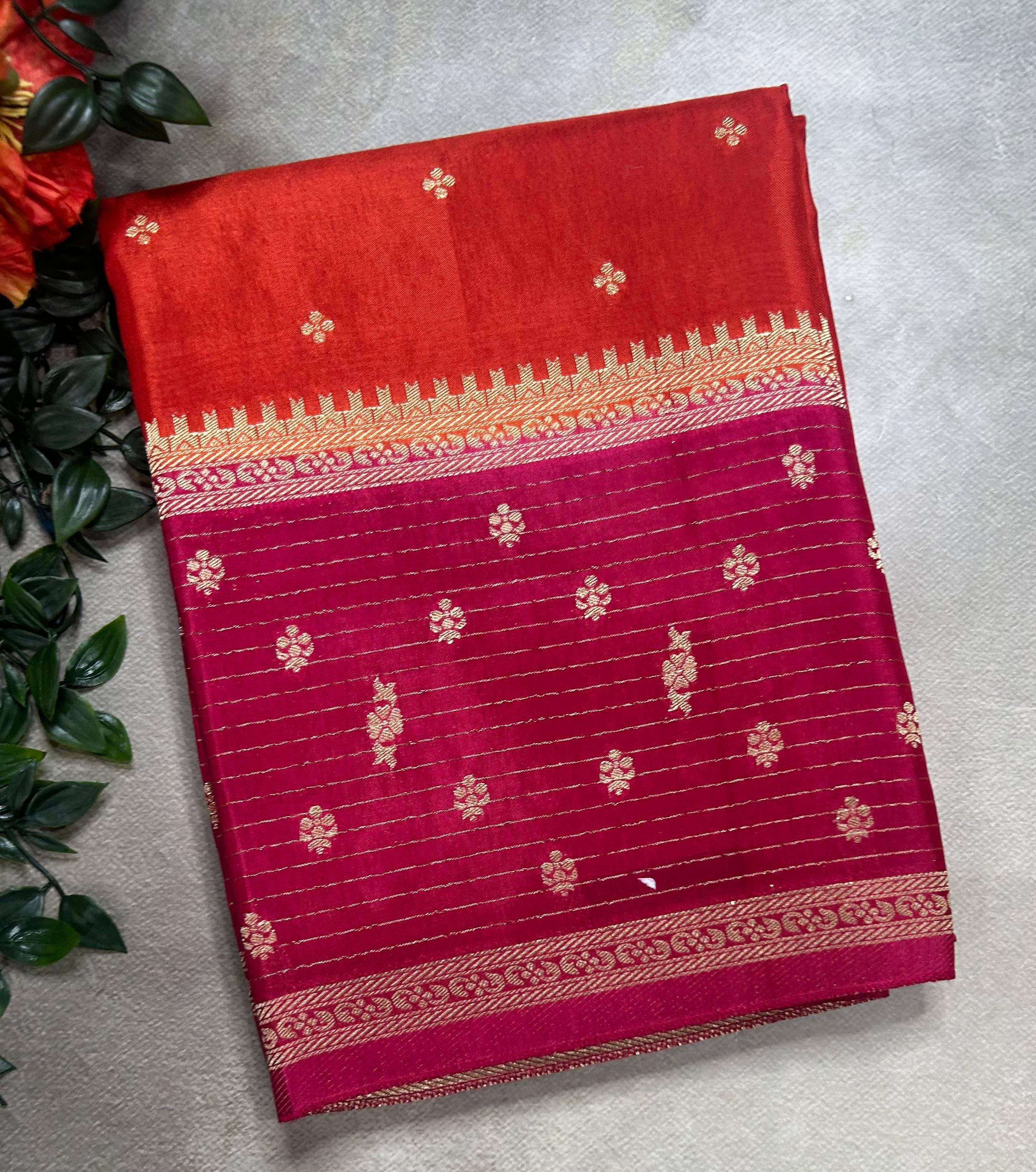 Orange butta border semi mysore 105 saree
