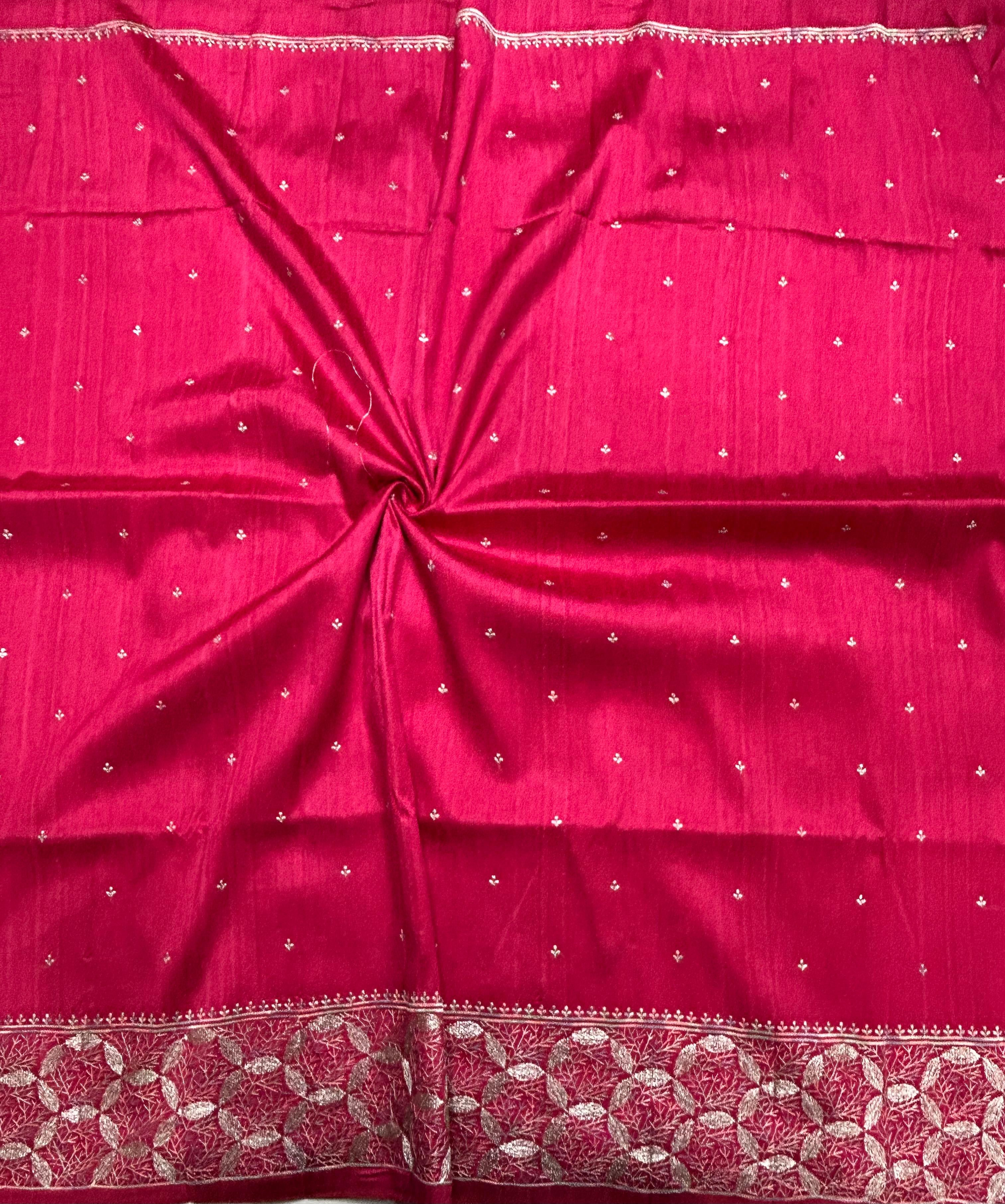 Rani pink embroidery border semi Tussar 105 saree