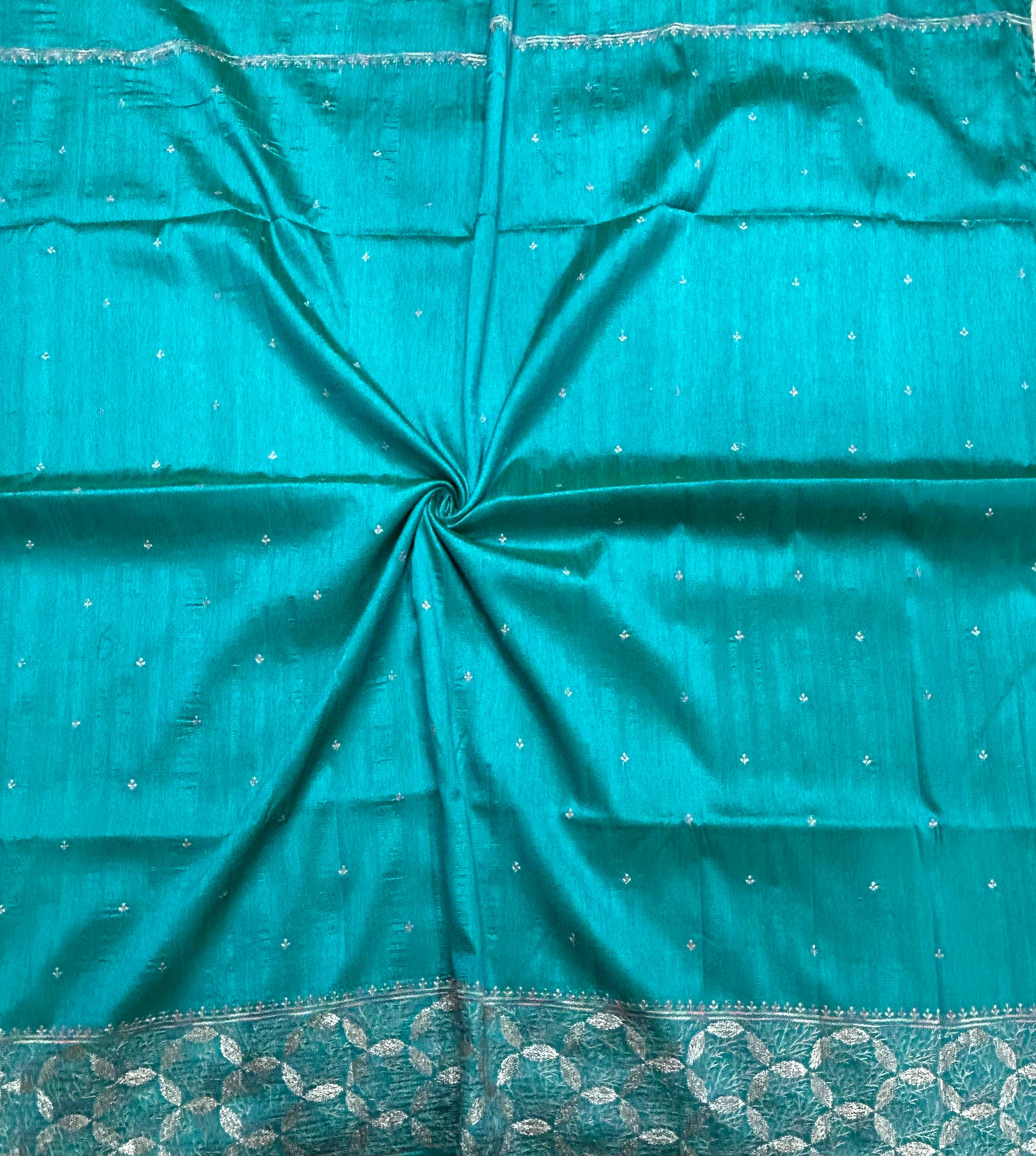 Rama green embroidery border semi Tussar 105 saree