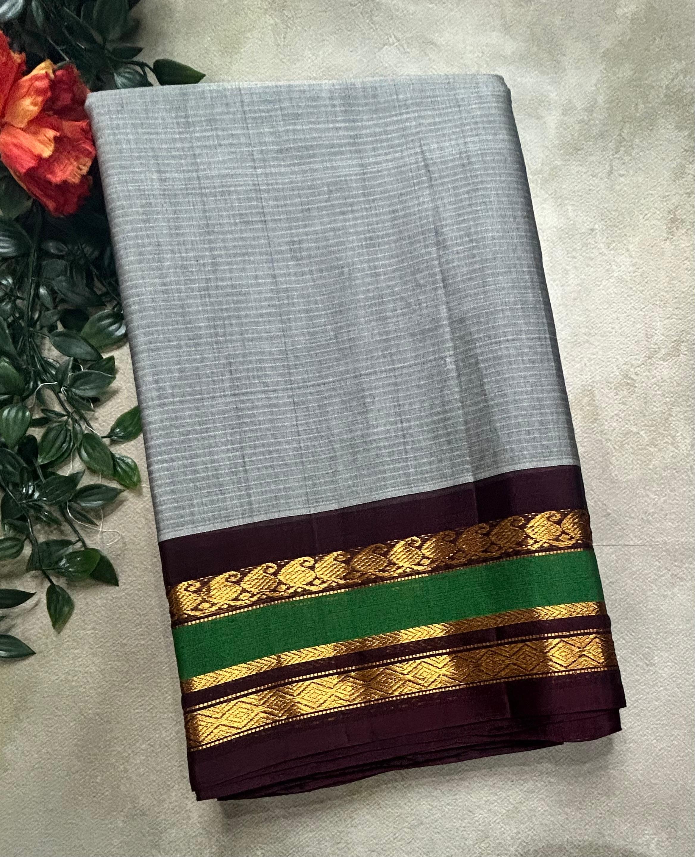 Grey pure handloom gadwal 106 saree