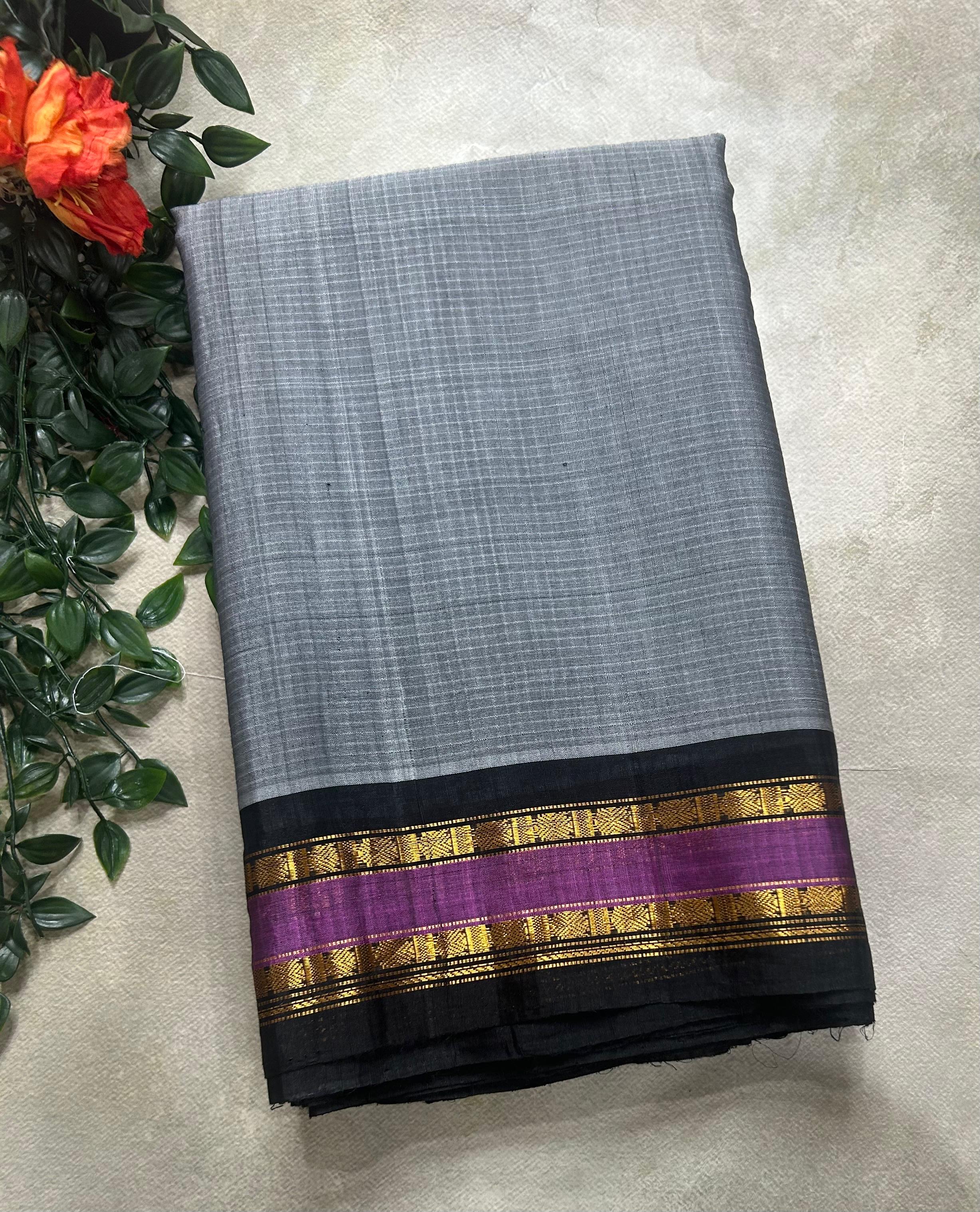 Grey pure handloom gadwal 106 saree