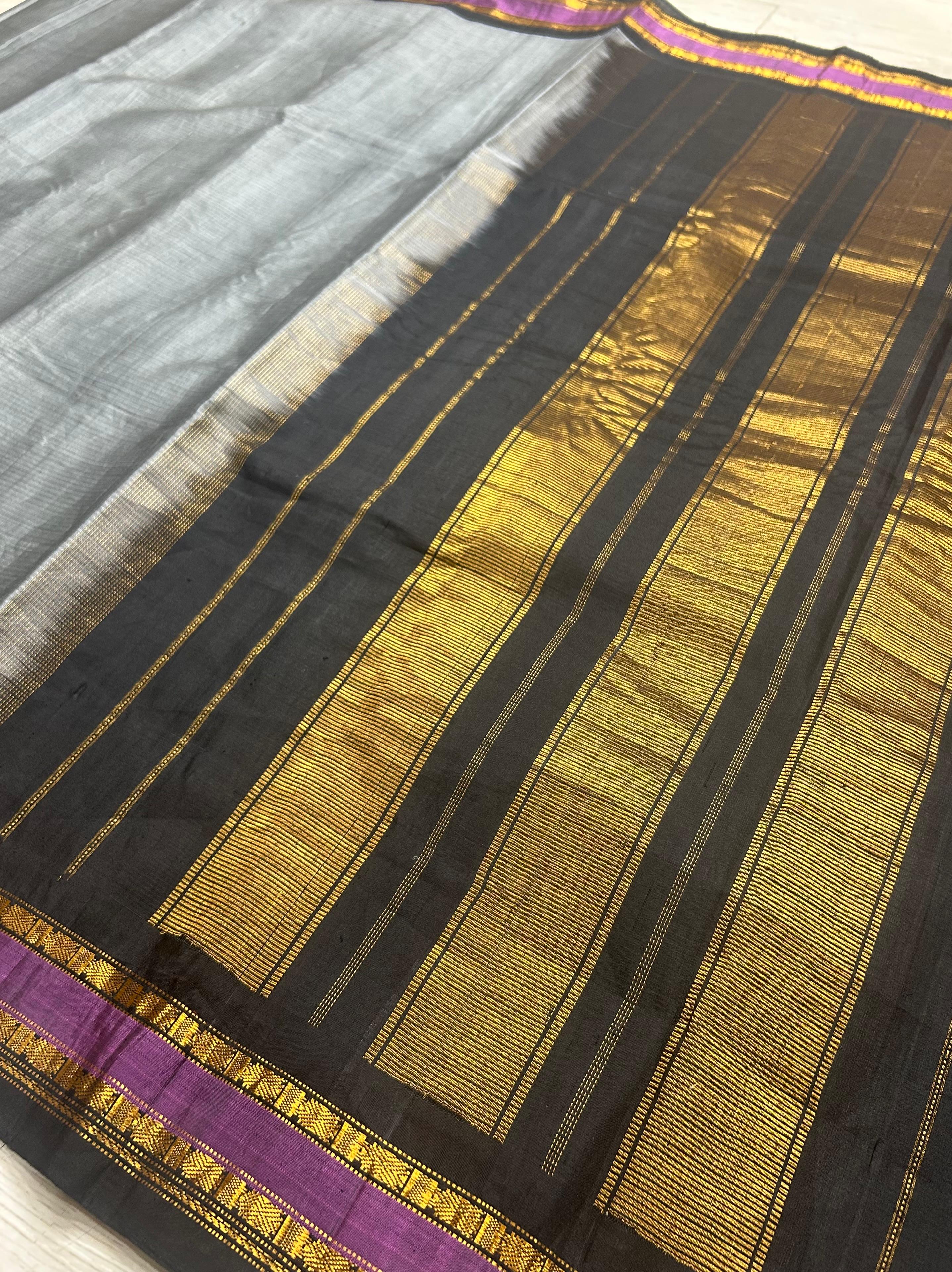 Grey pure handloom gadwal 106 saree