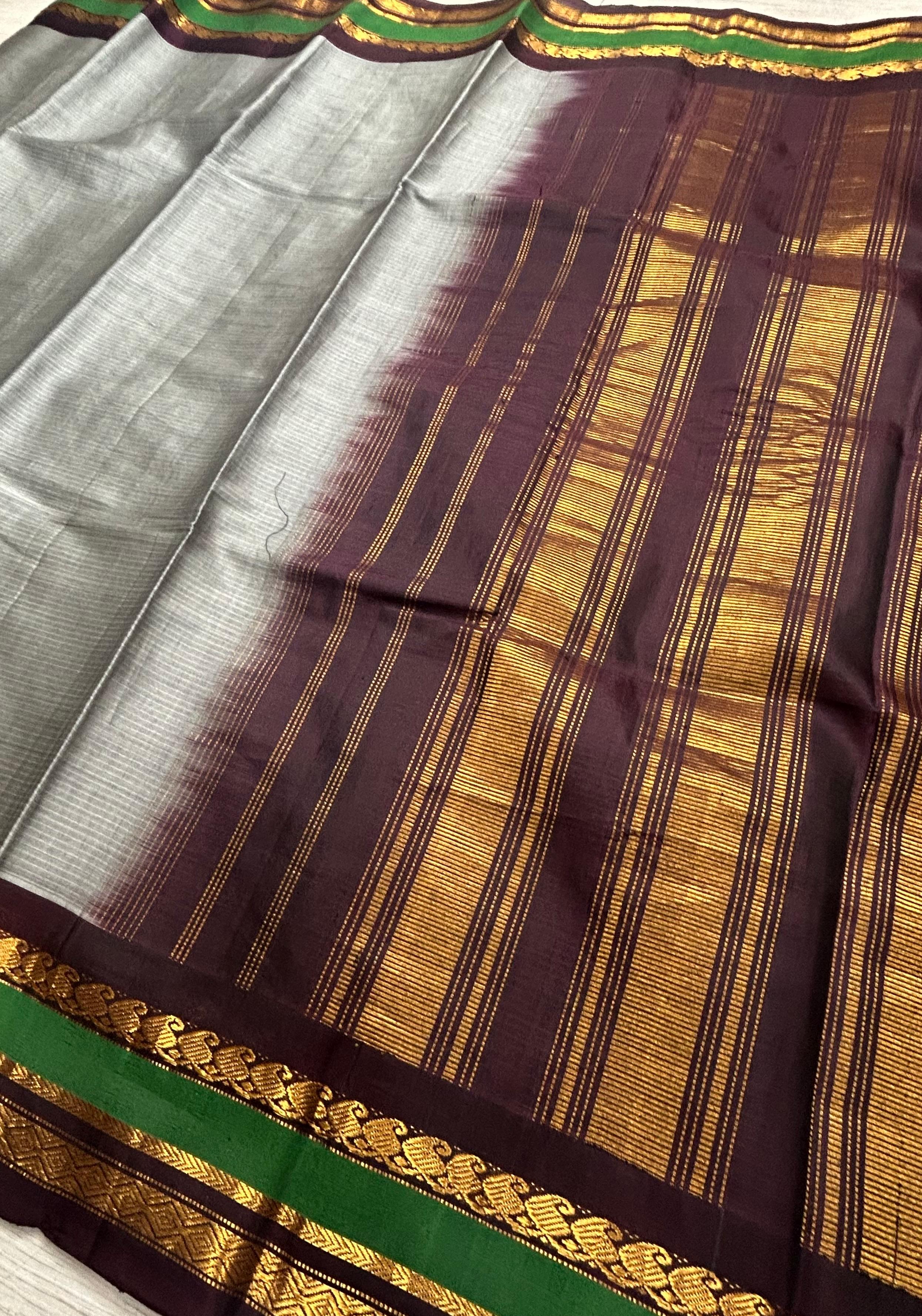 Grey pure handloom gadwal 106 saree