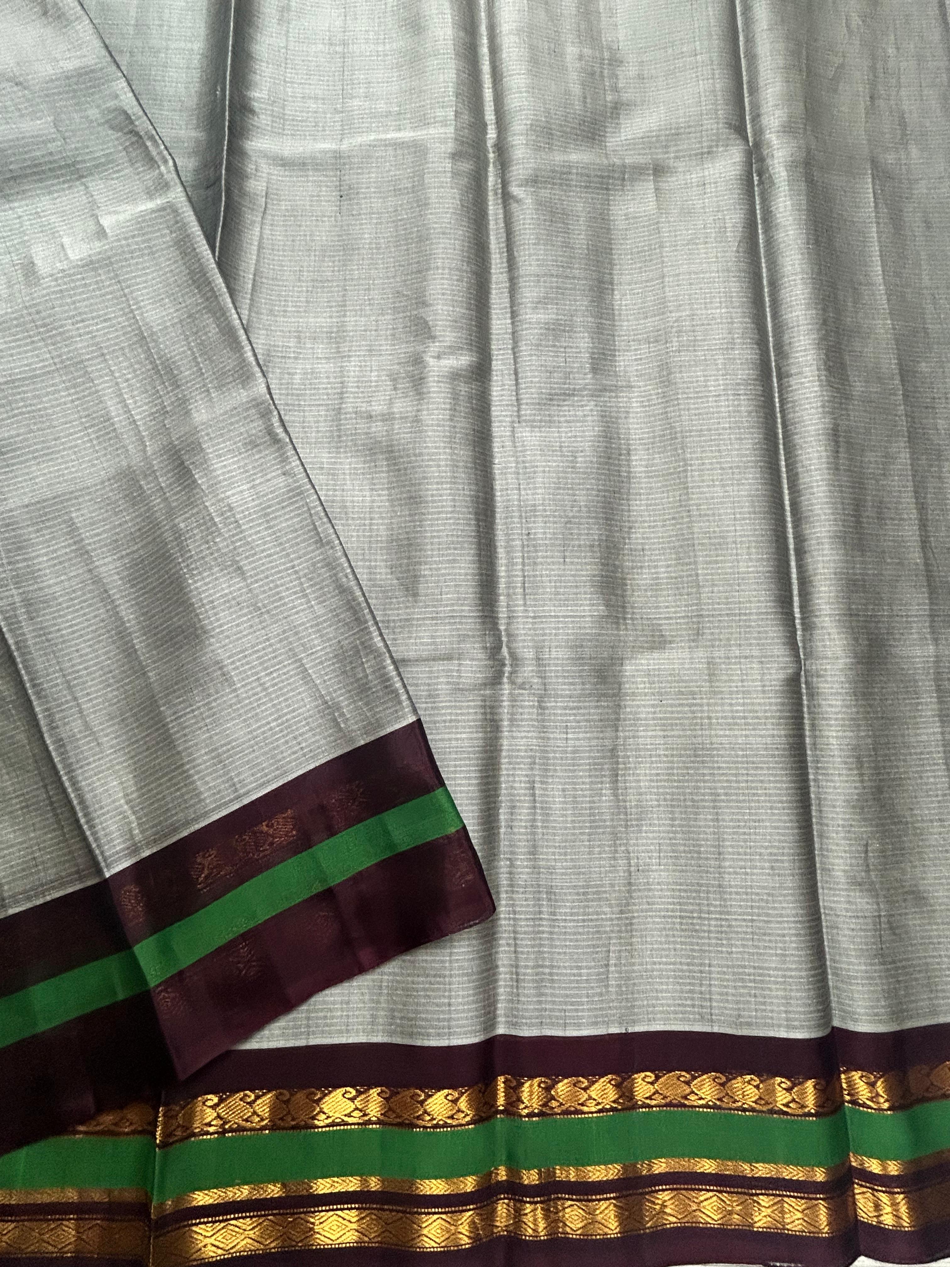 Grey pure handloom gadwal 106 saree
