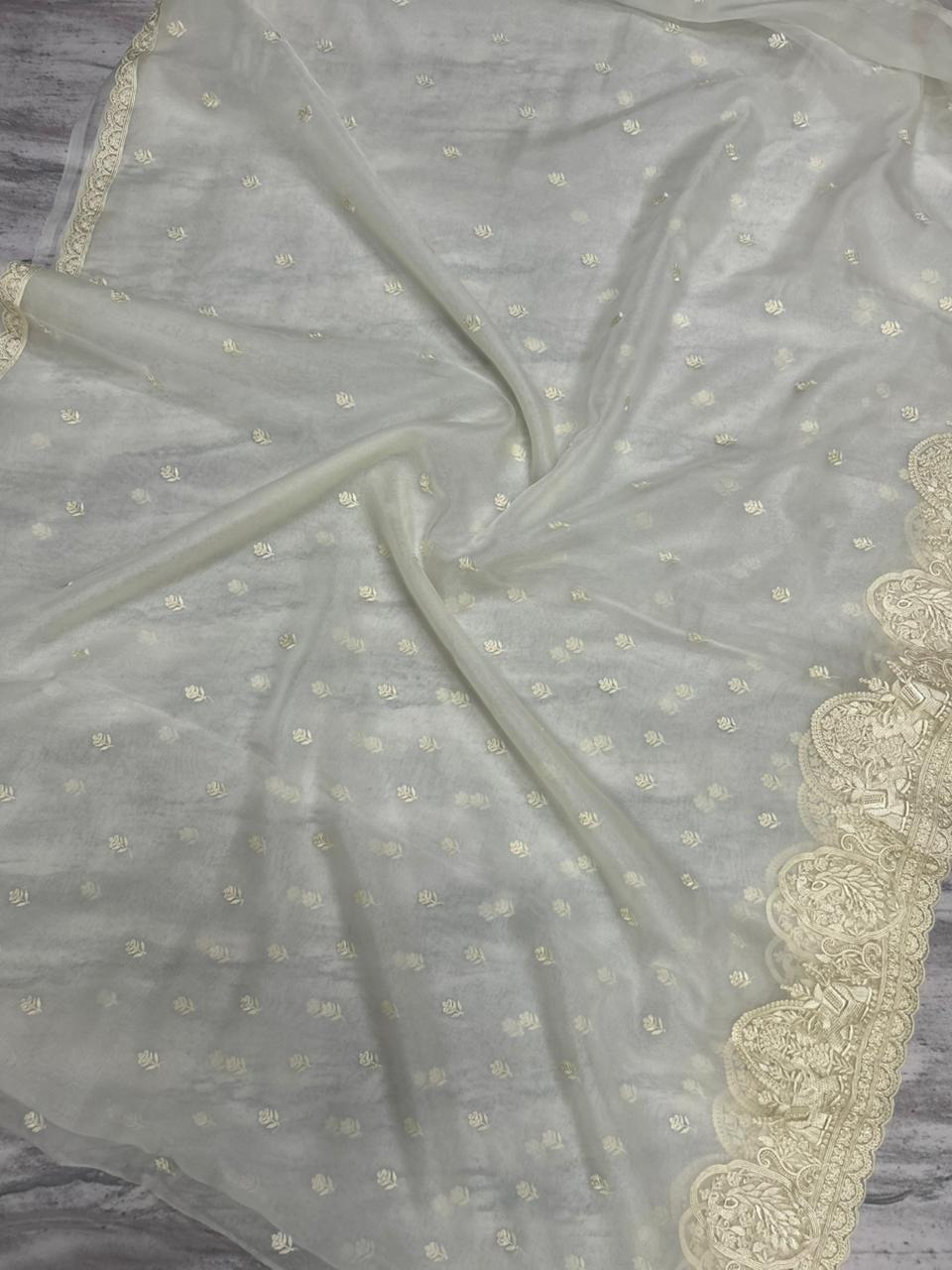 White semi organza 106 saree
