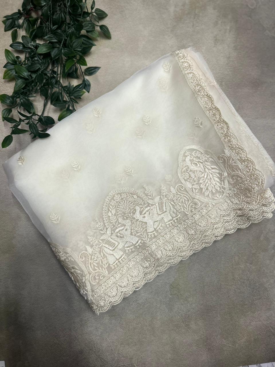 White semi organza 106 saree