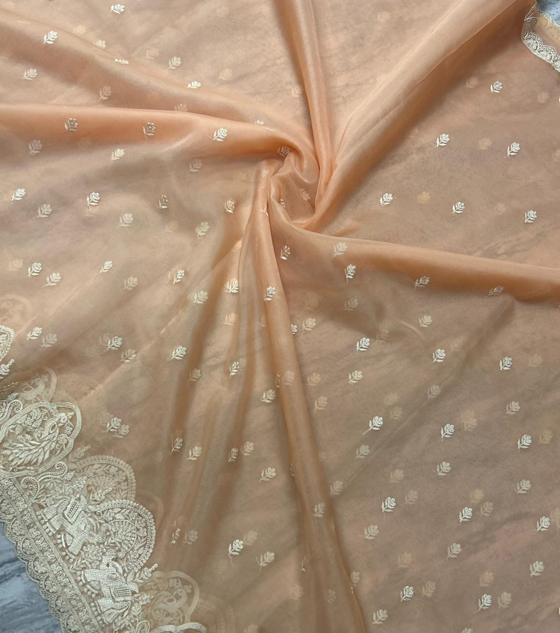 Peach semi organza 106 saree