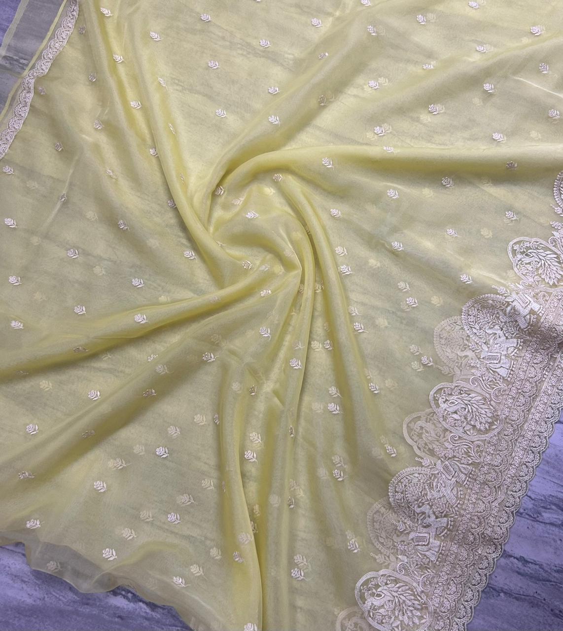 Yellow semi organza 106 saree