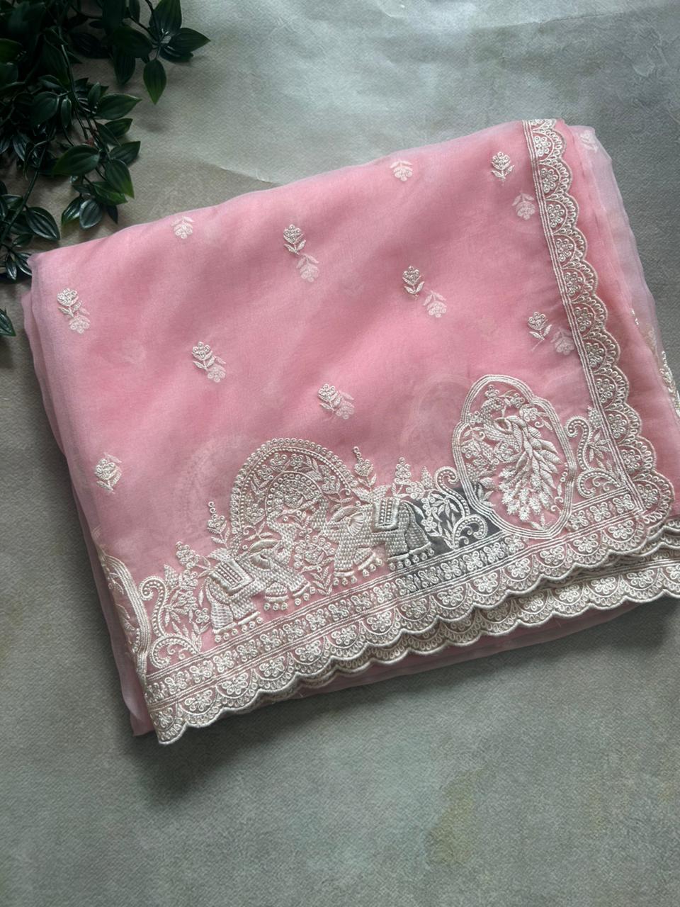 Pink semi organza 106 saree