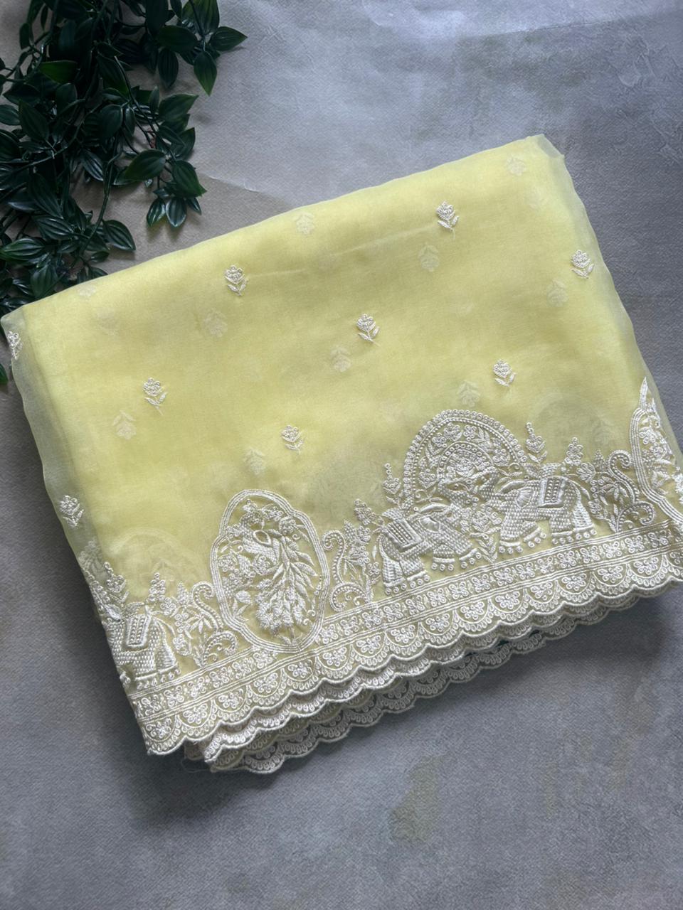 Yellow semi organza 106 saree