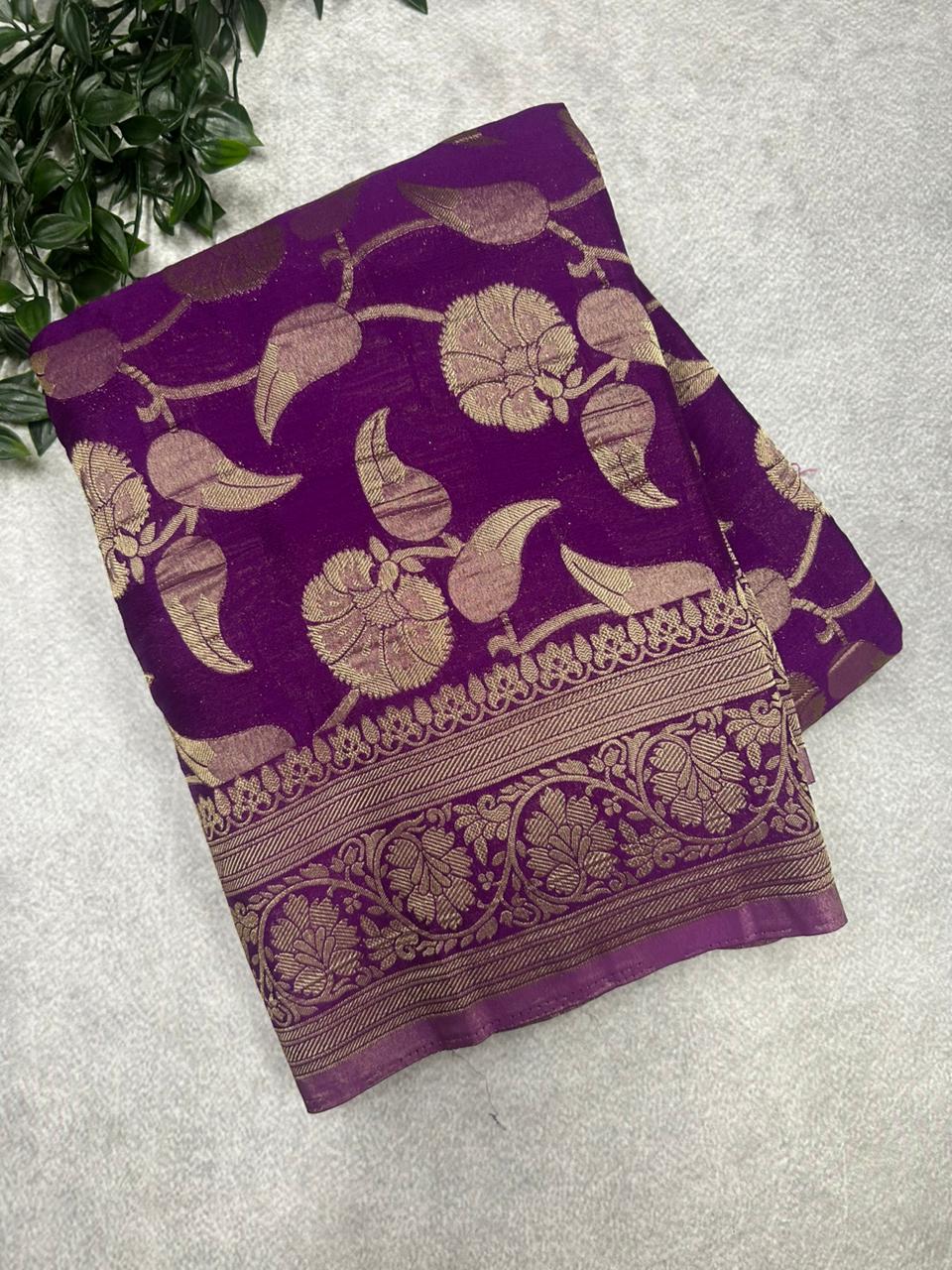 Purple semi georgette 106 saree