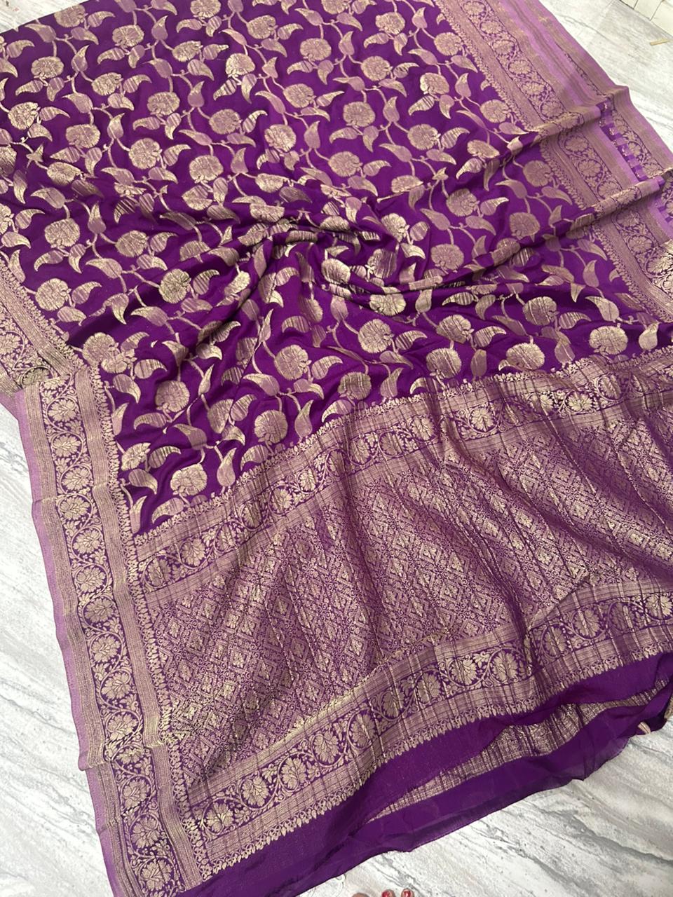 Purple semi georgette 106 saree