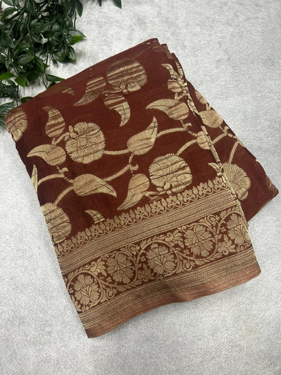 Brown semi georgette 106 saree