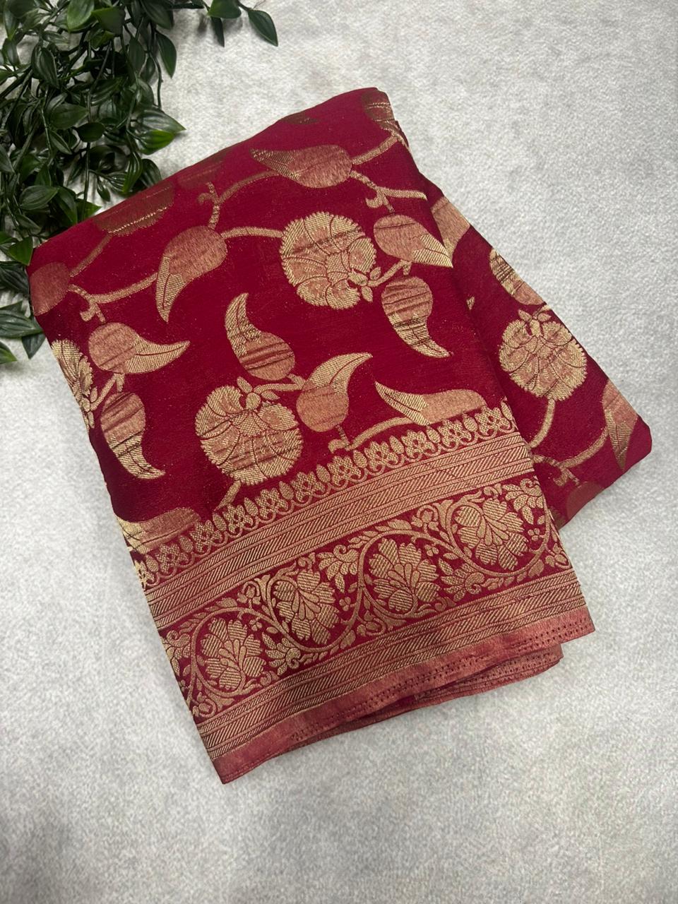 Maroon semi georgette 106 saree