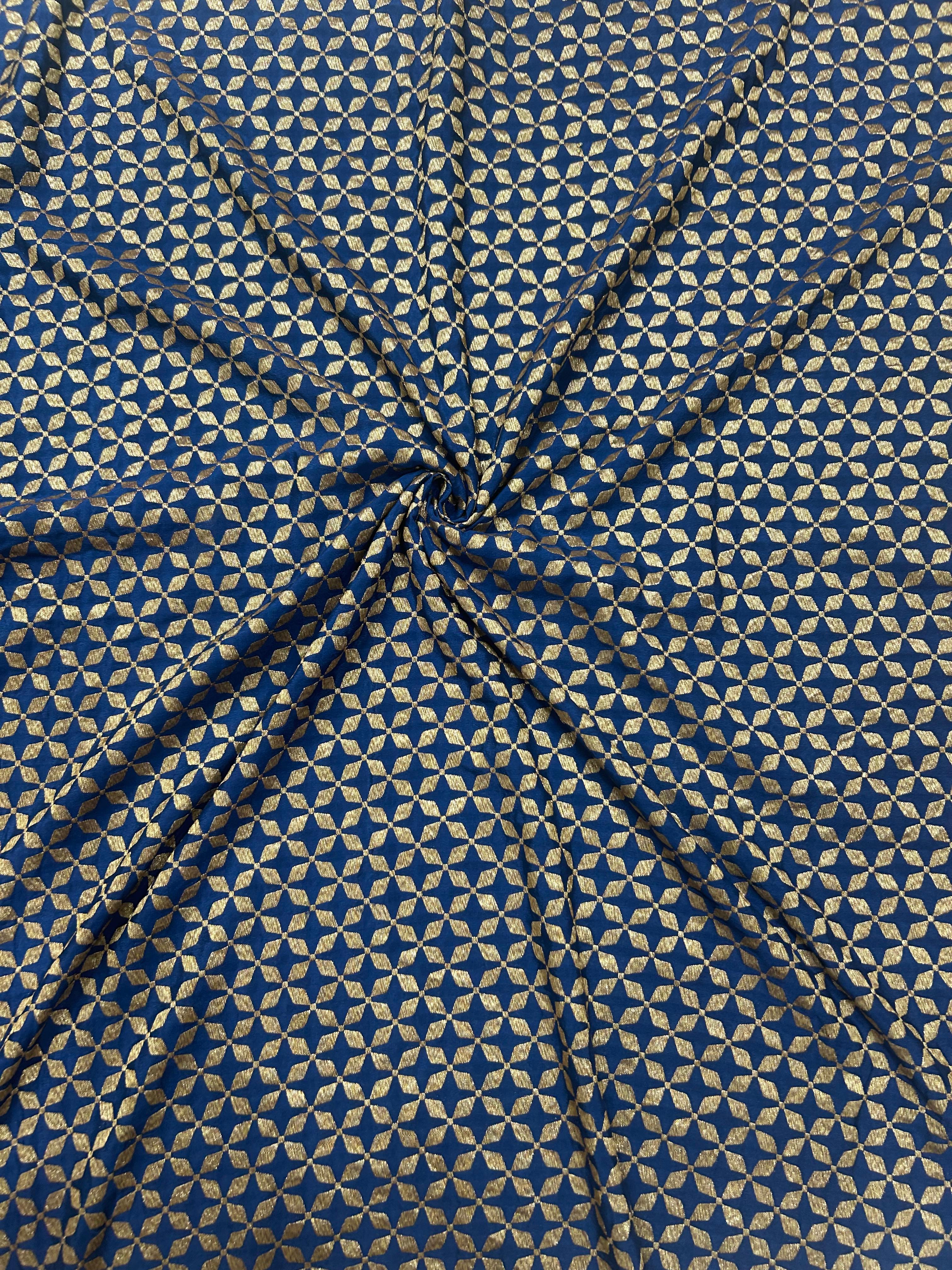 Blue brocade pure benarasi 105 crepe silk saree