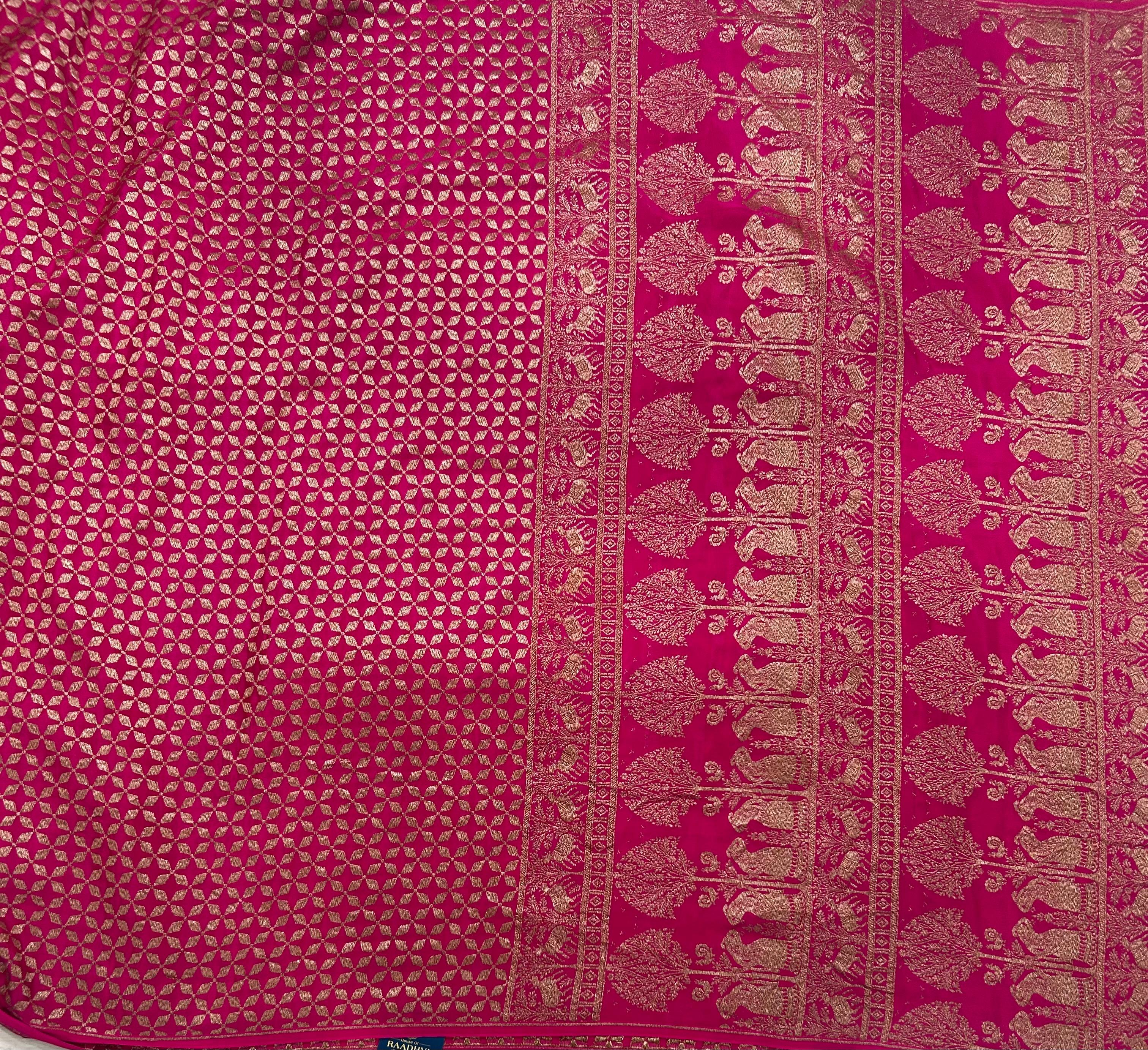 Pink brocade pure benarasi 105 crepe silk saree