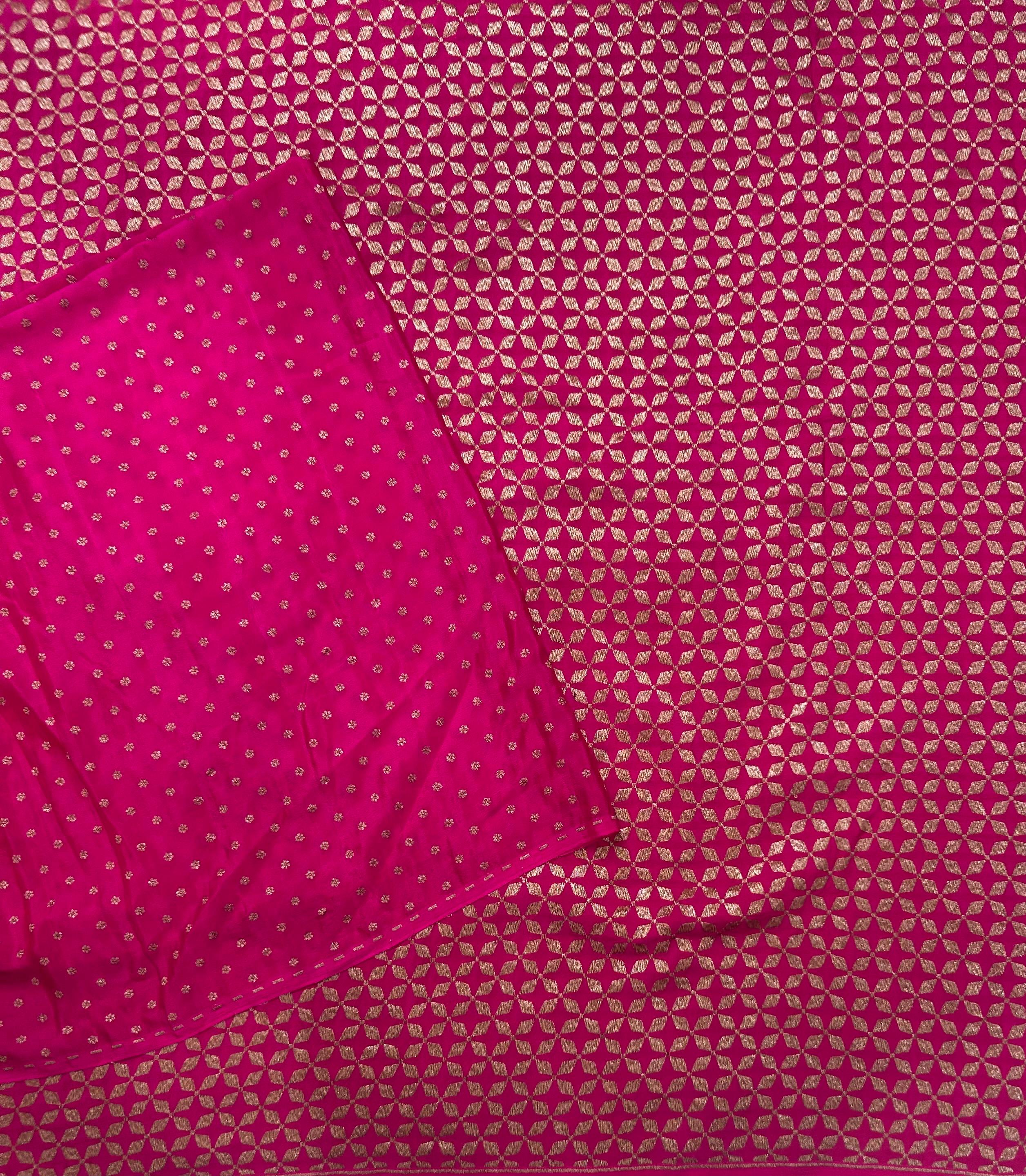 Pink brocade pure benarasi 105 crepe silk saree