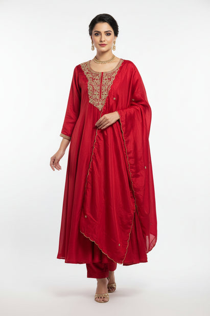 Pink  Anarkali ho sik Hand work Kurtha 567