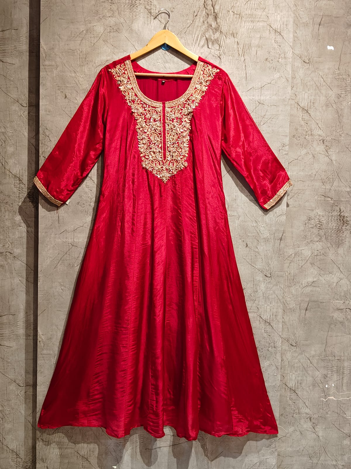 Pink  Anarkali ho sik Hand work Kurtha 567