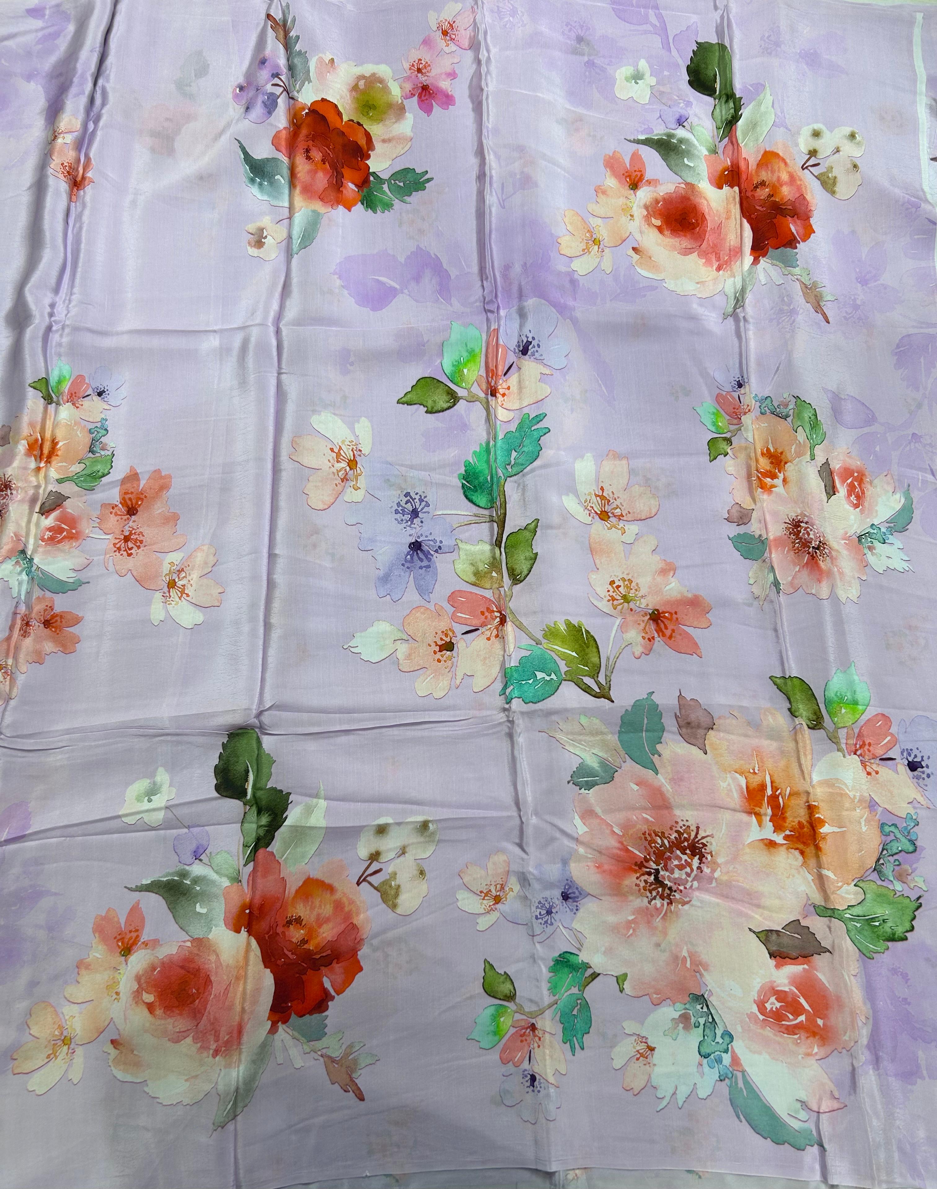 Light purple digital print mul cotton 106 saree