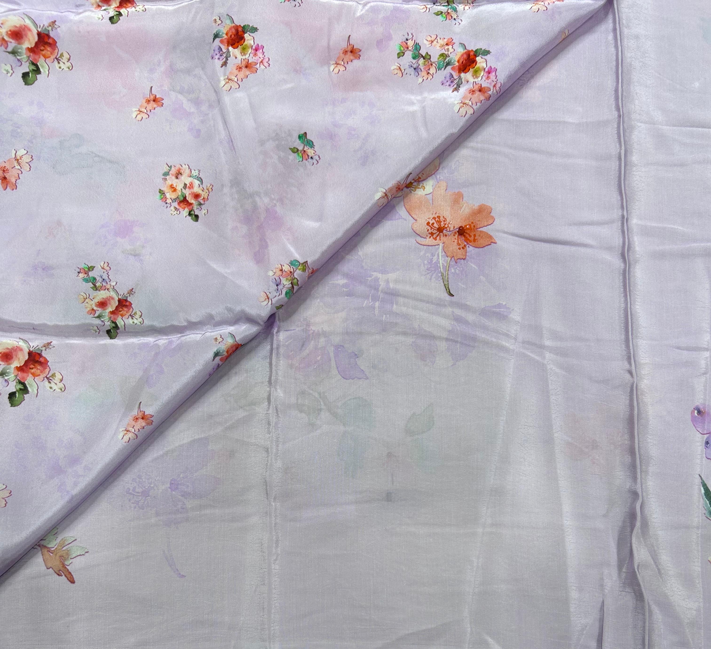 Light purple digital print mul cotton 106 saree