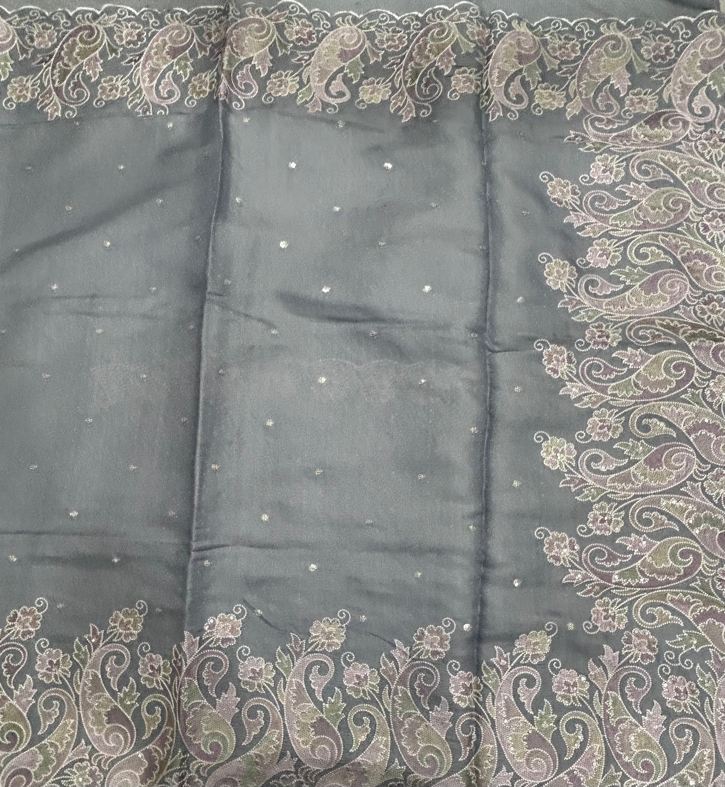Grey Embroidery Work Semi Tussar 106 Saree