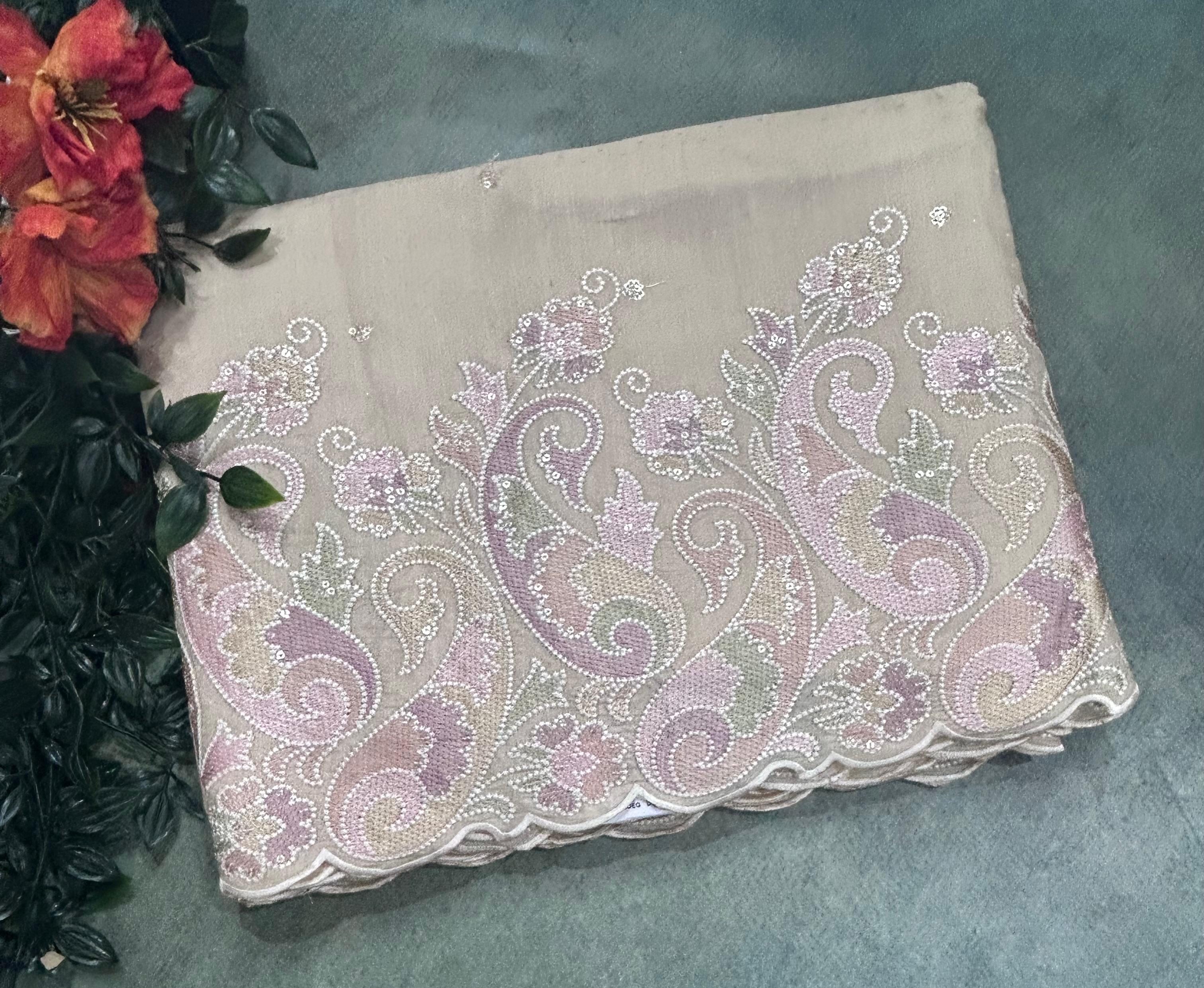 Beige Embroidery Work Semi Tussar 106 Saree