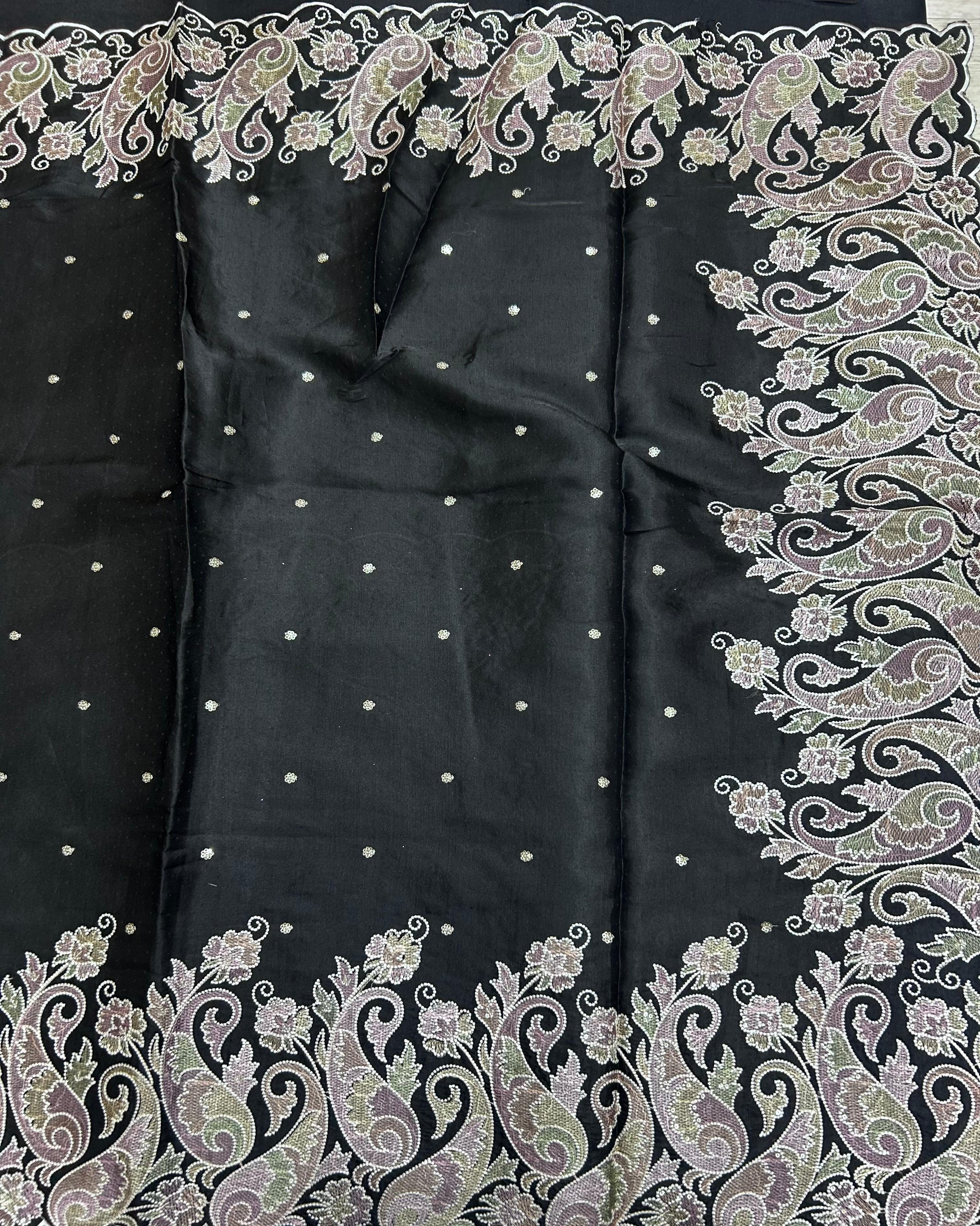 Black Embroidery Work Semi Tussar 106 Saree
