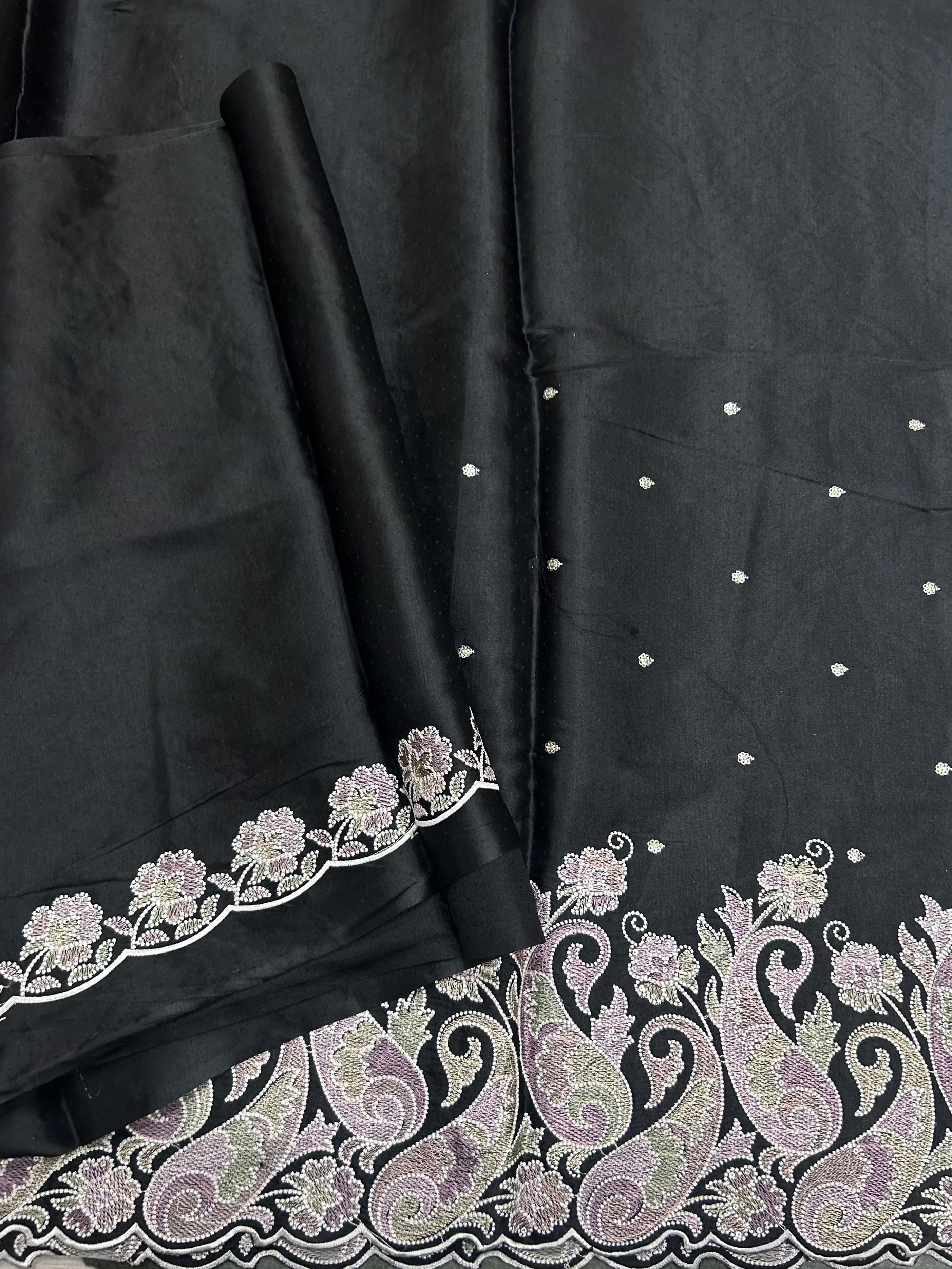 Black Embroidery Work Semi Tussar 106 Saree