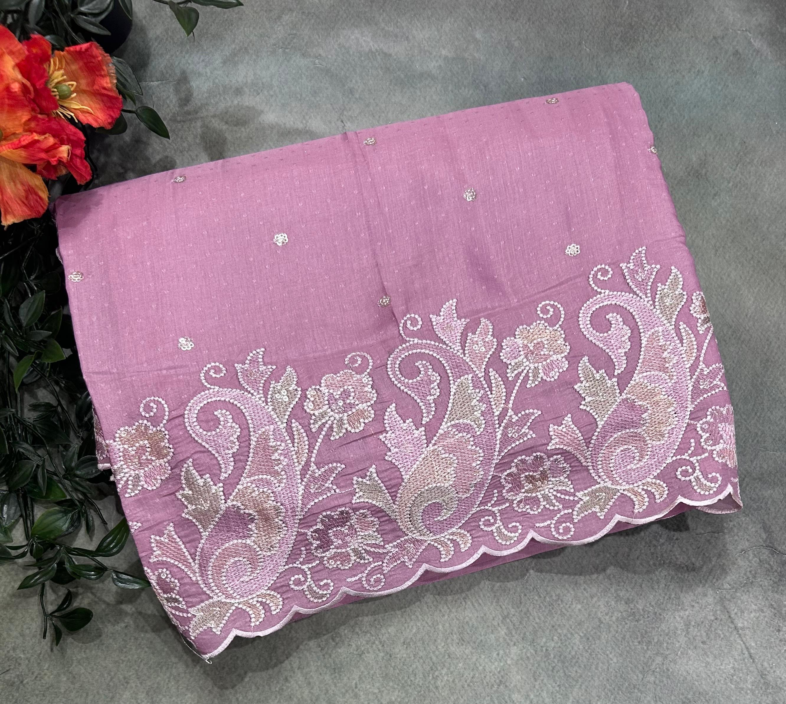 Pink Embroidery Work Semi Tussar 106 Saree