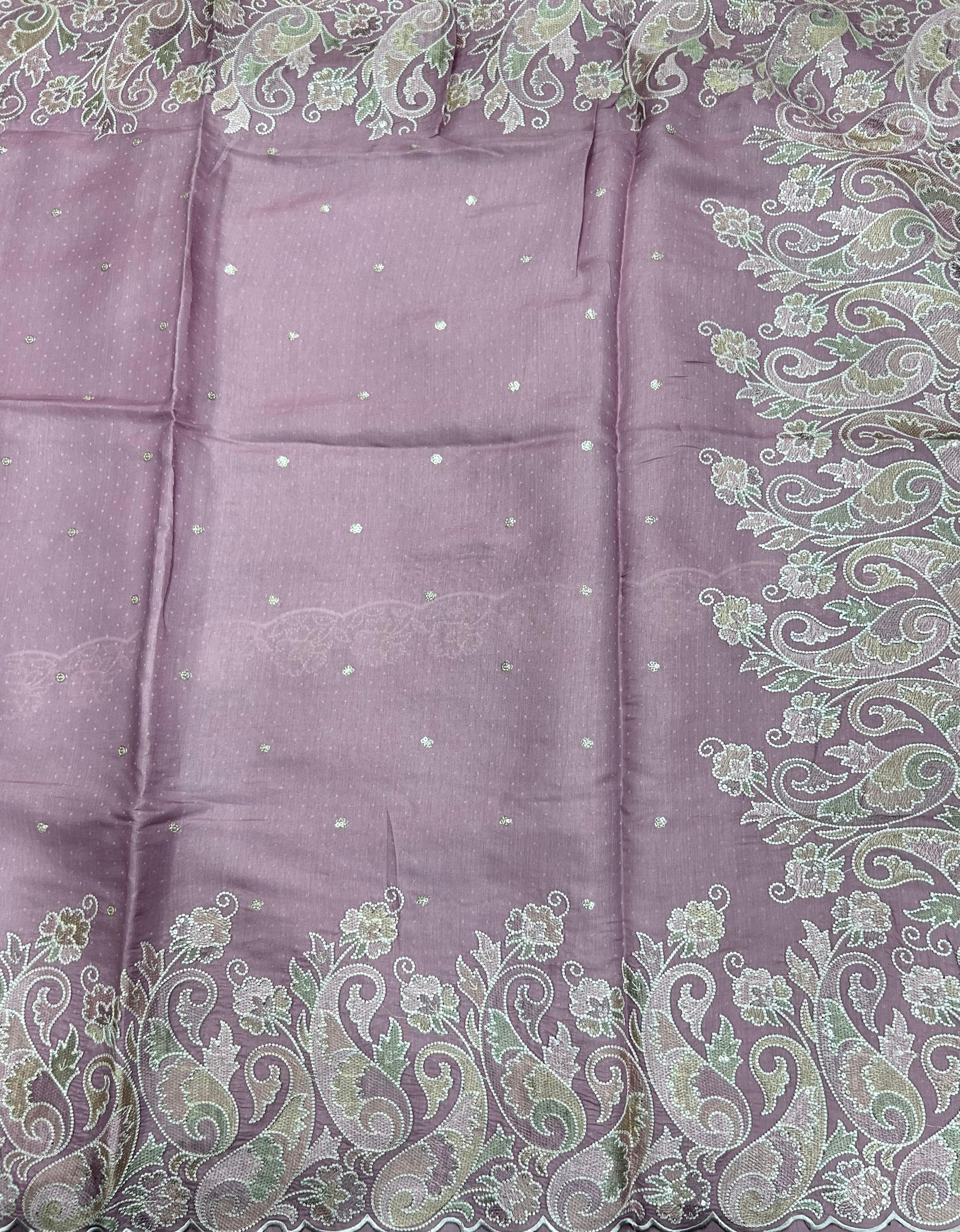 Pink Embroidery Work Semi Tussar 106 Saree