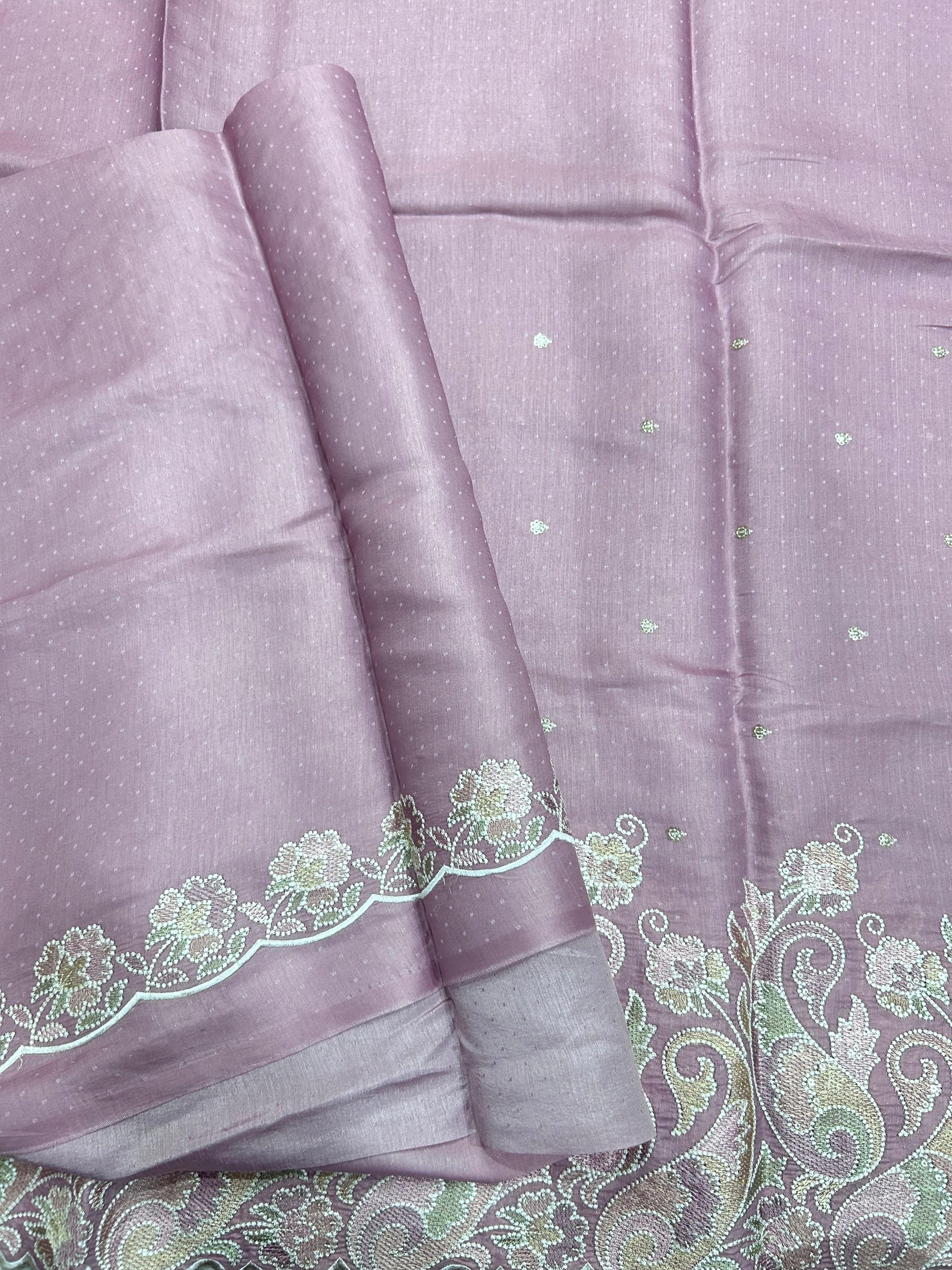 Pink Embroidery Work Semi Tussar 106 Saree